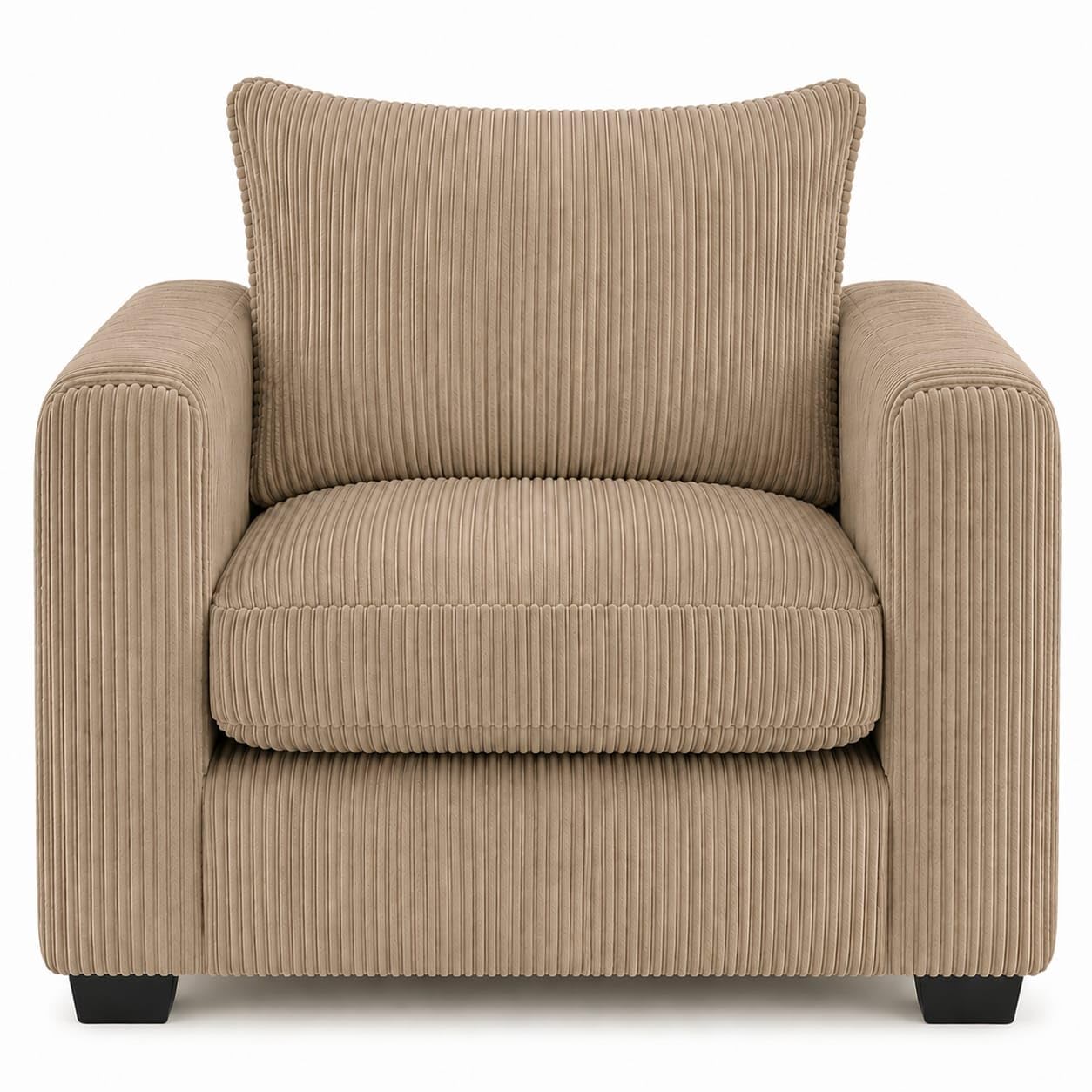 Armchair Single Seater Sofa Chair, Jumbo Cord Corduroy Fabric Lounge Chair, Comfortable Padded Living Room Chair, Bedroom Accent Chair, Strong Wooden Frame, Modern Sofa Arm Chair - Beige