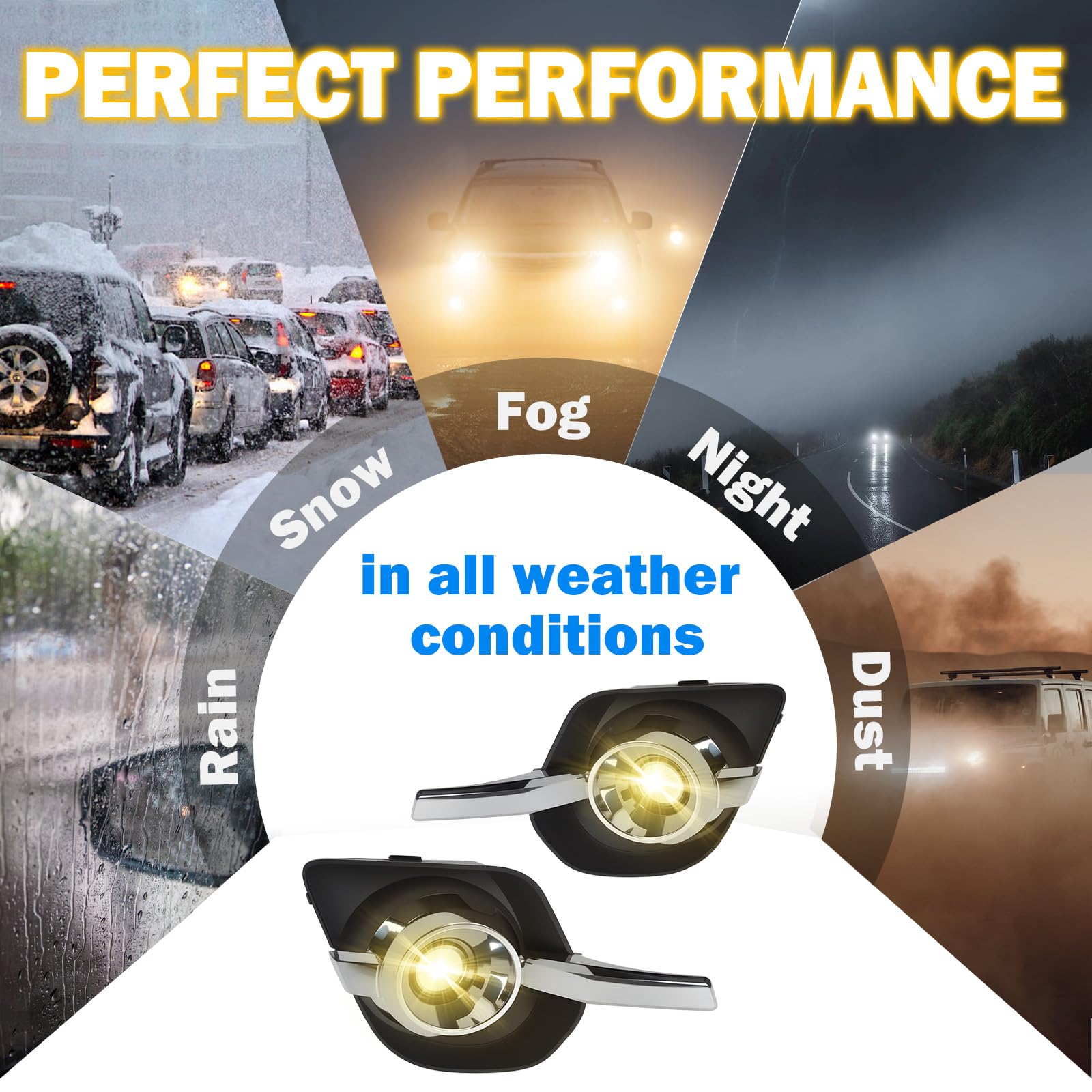 Par De Luces Antiniebla Delanteras Con Lente Transparente Para Chevy Equinox 2010-2016 – Incluye Bombillas Y Herrajes