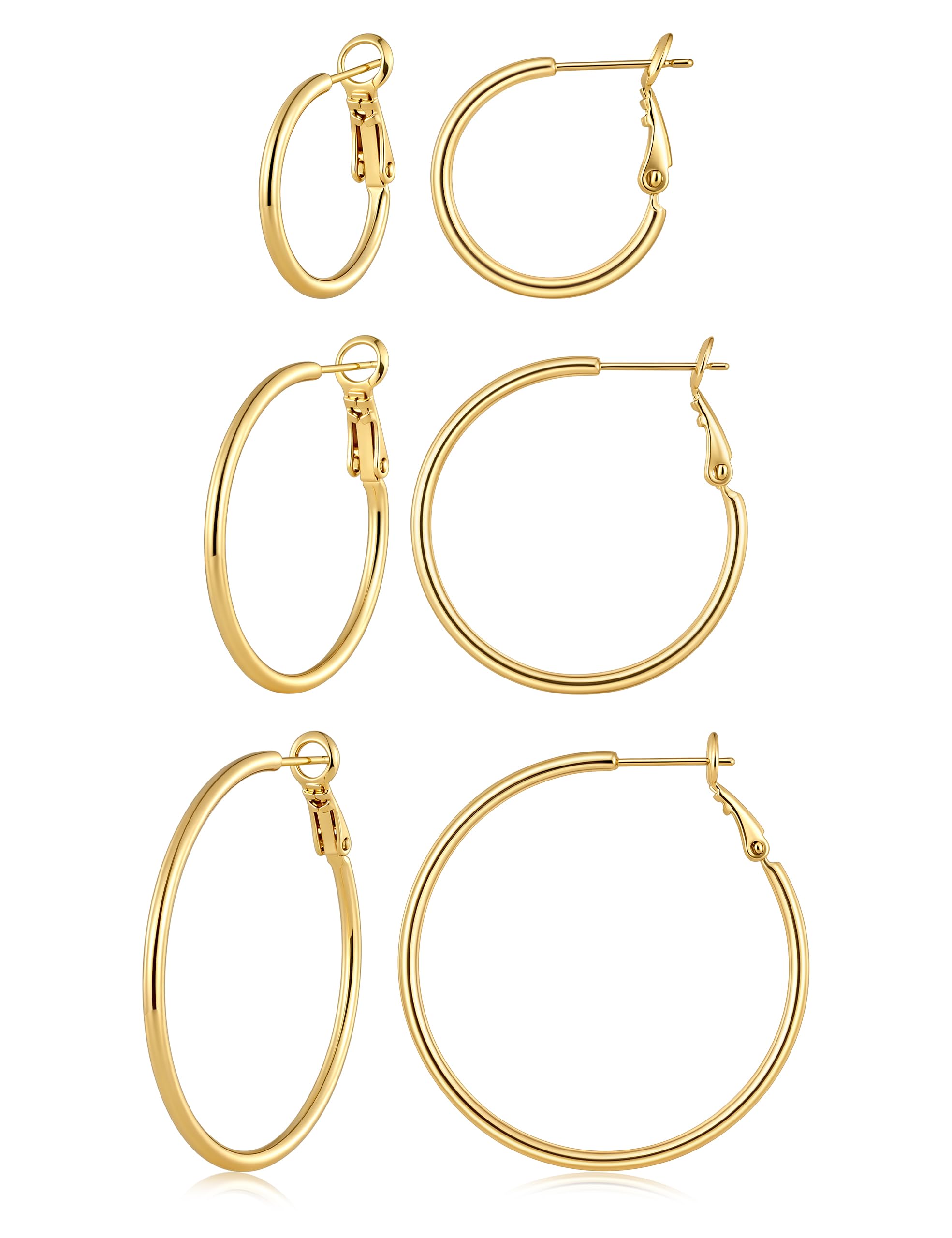 Gacimy Gold Hoop Earrings for Women, 14K Gold Plated Thin Hoops