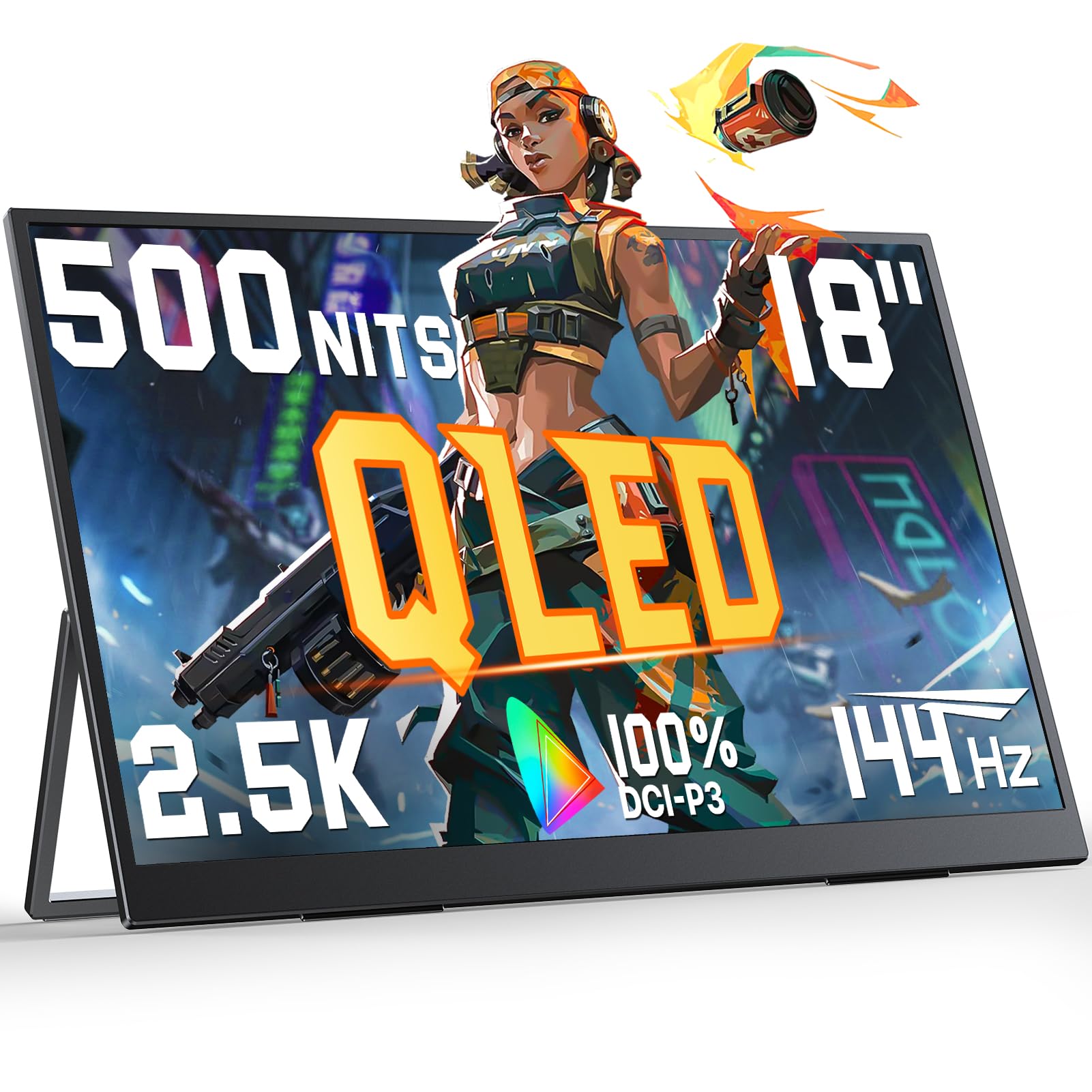 UPERFECT QLED Portable Monitor 2K 144HZ 18'' 100% DCI-P3 500Nits w/VESA & Stand 180° Adjustable Ultra-Slim & Lightweight Frameless FreeSync IPS HDR Gaming Display, Travel Second Monitor for LaptopUPERFECT QLED Portable Monitor 2K 144HZ 18'' 10…