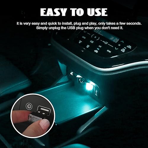 Miniatura 5 de 4 lámparas LED USB para el interior del automóvil, mini luces LED USB para decoración del automóvil, kit de iluminación ambiental, interfaz USB