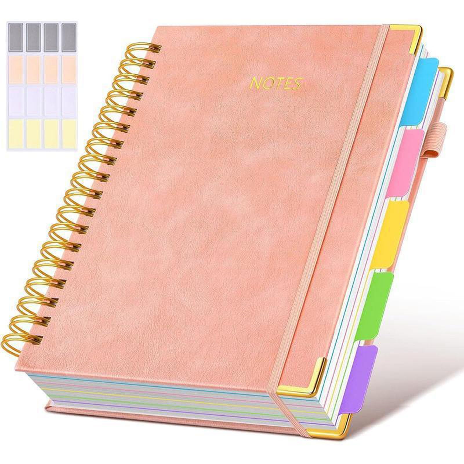 ordinarYone Cuaderno de piel sintética con encuadernación de doble bobina, 300 páginas, ranuras elásticas para bolígrafos para escribir diariamente, tomar notas, 25,4 x 20,3 cm