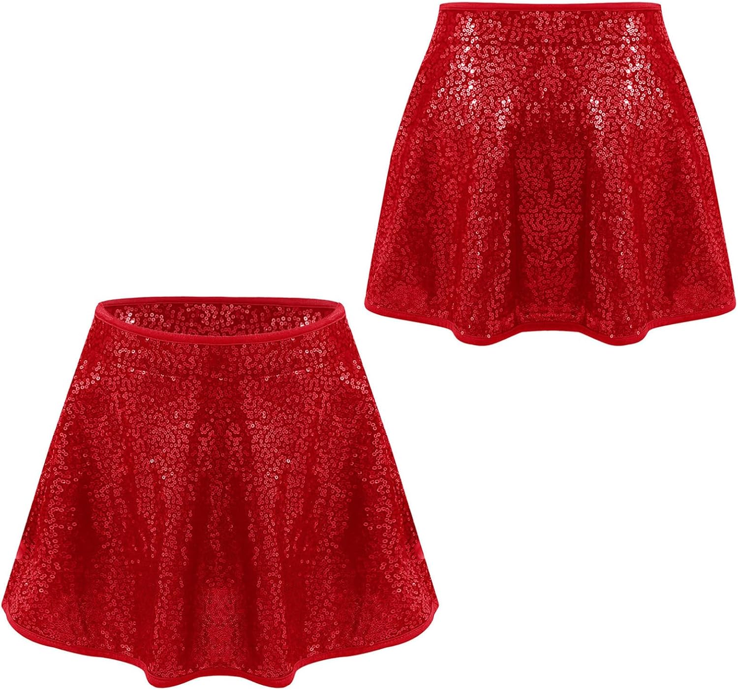 YiZYiF Toddler Girls Elastic Waist Party Costume Sparkly Mini Skorts Gymnastics Dancing Outfit Latin Jazz Dance Skirt