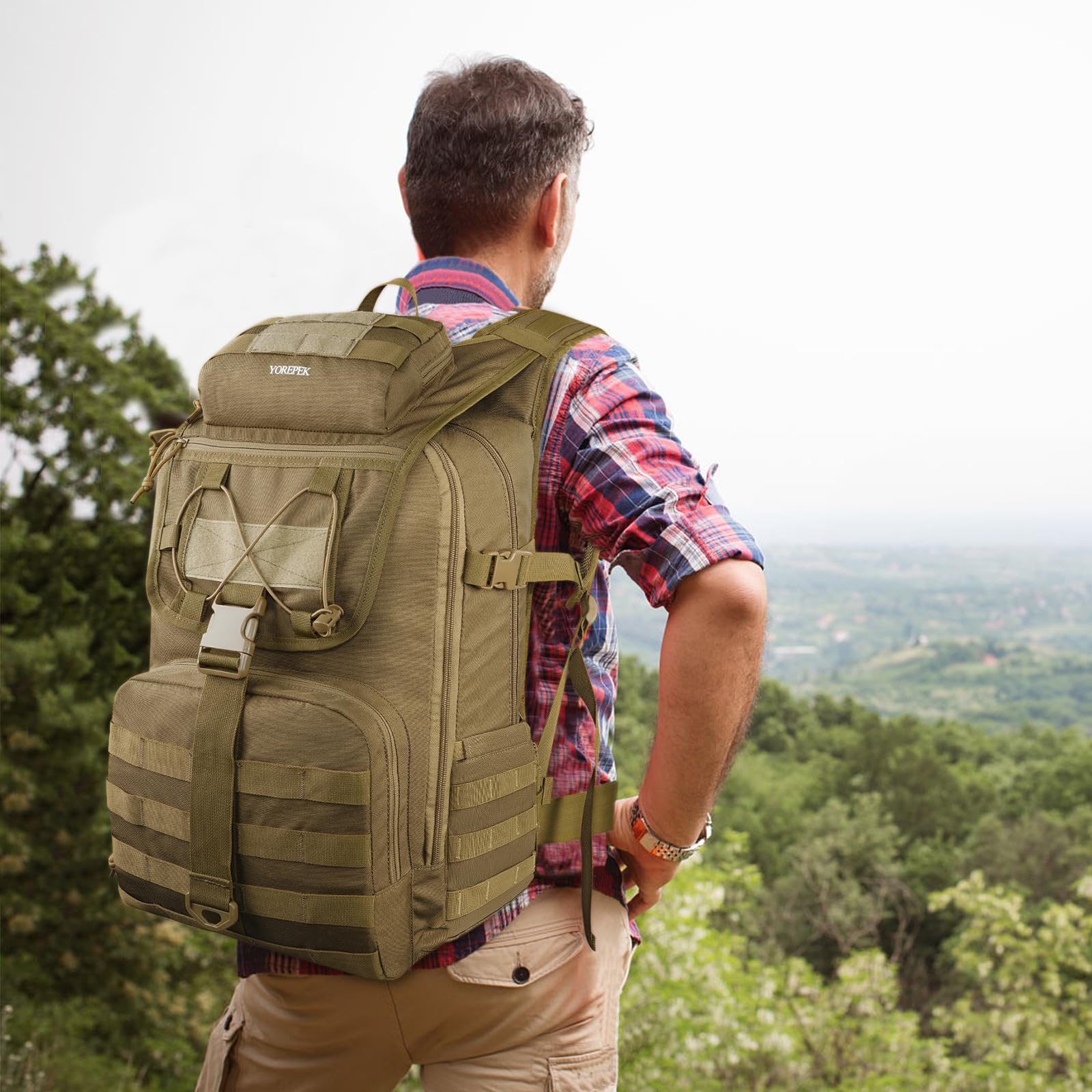 YOREPEK 50L Militär Rucksack, Groß Taktischer Rucksack, Wanderrucksack Herren Bundeswehr Outdoor Arbeit Survival Wasserdicht Travel Assault Tactical Backpack für Trekking Camping Reisen Jagd