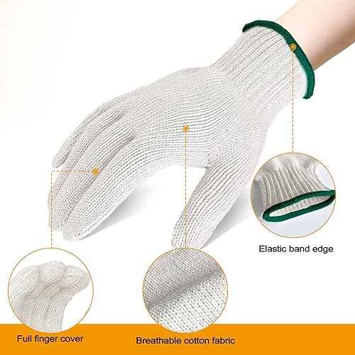 Miniatura 2 de 12 pares de guantes de algodón para barbacoas, cocinar, asar a la parrilla, manipulación de alimentos, guantes de trabajo de seguridad para guardar