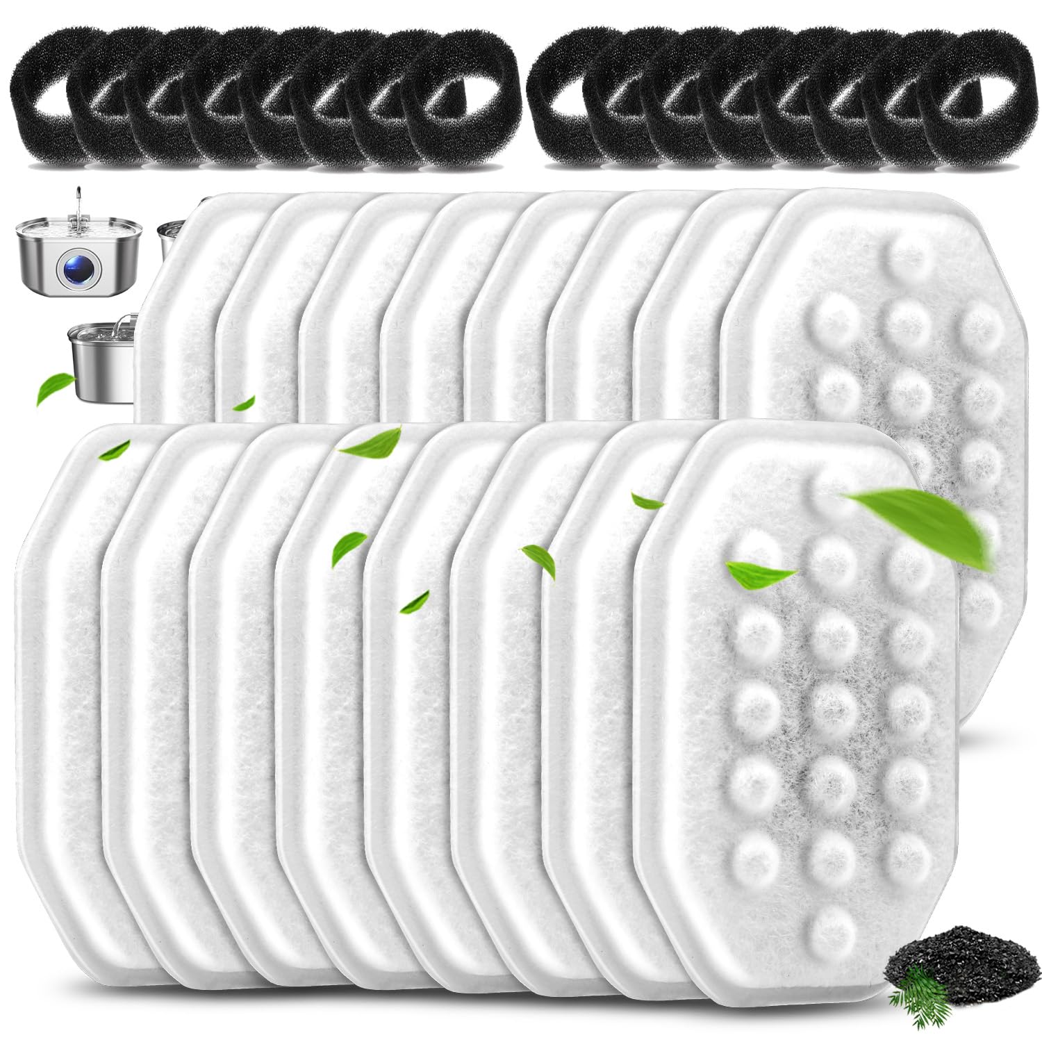 8 Pack Replacement Filters 8 Pack Pre-Filter Sponges Set for 3 2L 108oz Pet Cat Water Fountain Pet