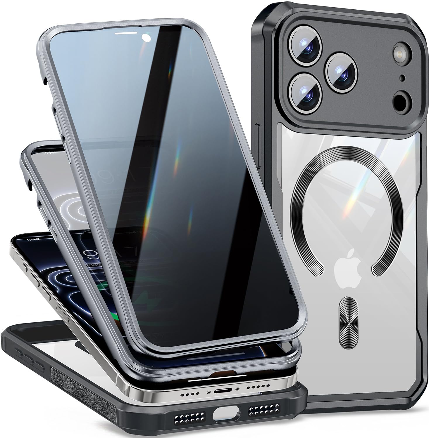 Photo 1 of [CD Loop+Privacy Screen Protector]Magnetic Case for iPhone 17 Pro Max Case, Military Grade Protection Anti-peep Privacy Screen Double Sided 9H Glass Compatible with MagSafe Case for iPhone 17 ProMax