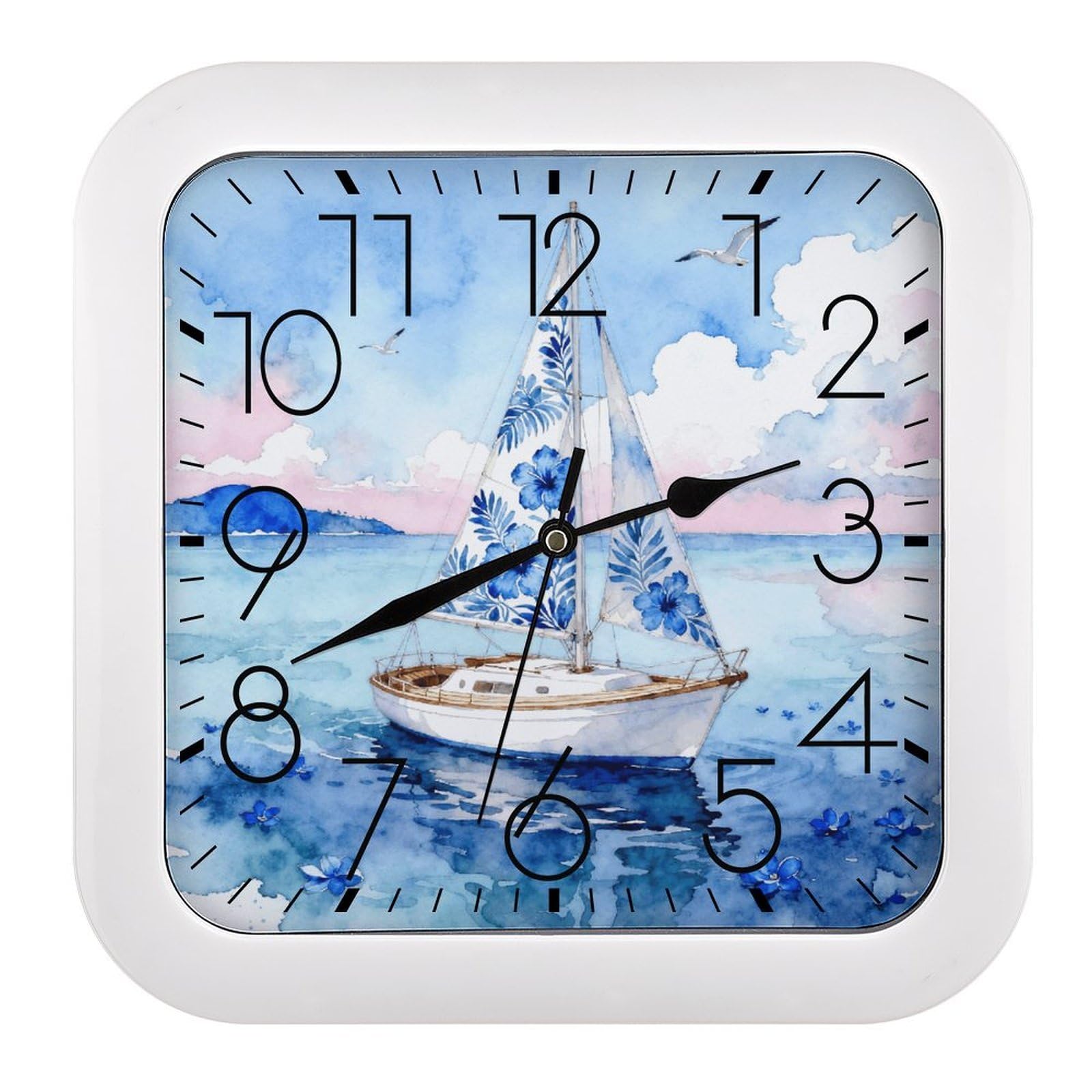 Horloge murale sans tic-tac carrée pour chambre d'enfant et bureau calme
