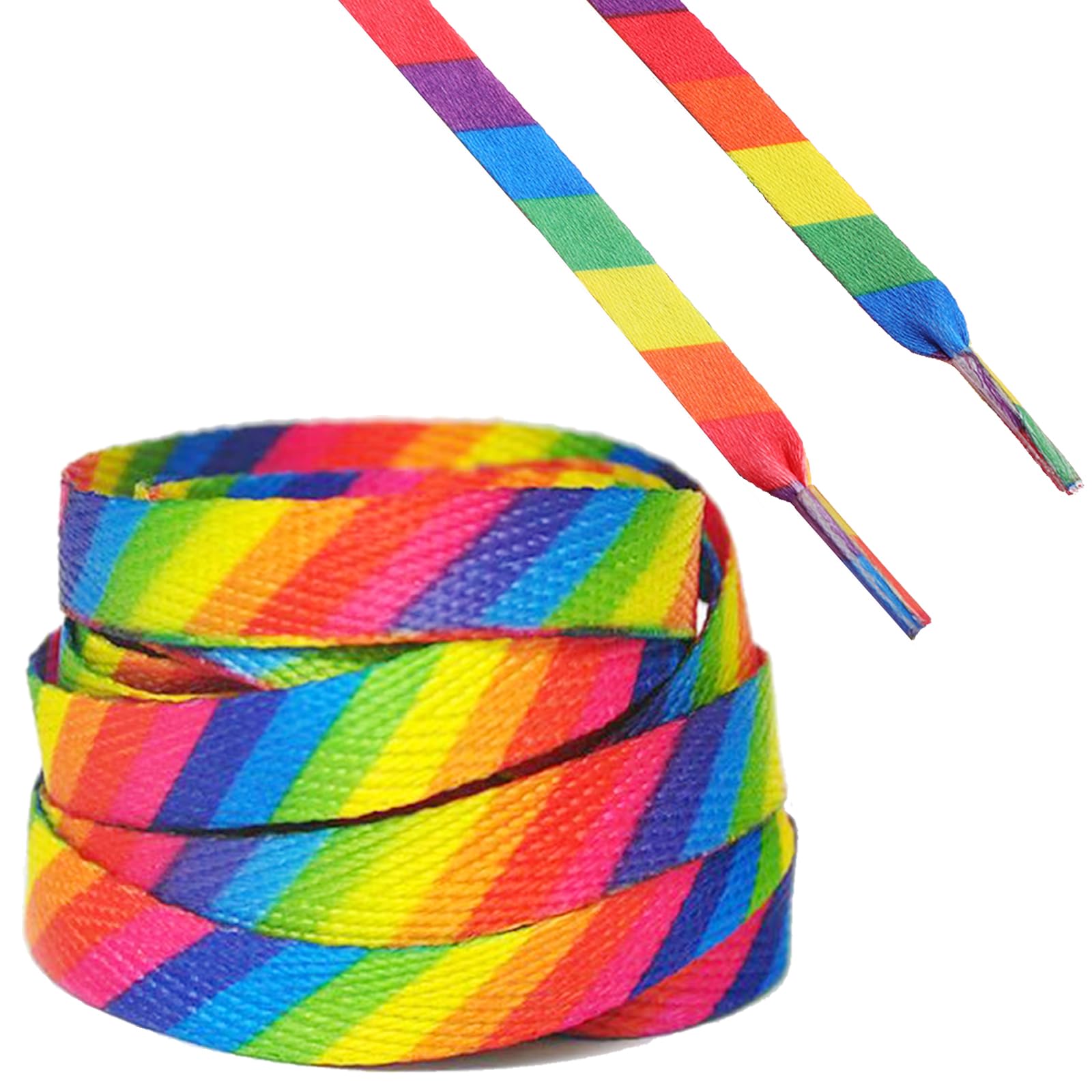 Aqltidiz Flat Rainbow Shoelaces for Sneakers - Cotton Replacement Shoe Laces for Athletic/Tennis/Basketball/Boots - Colorful diagonal Shoelaces -