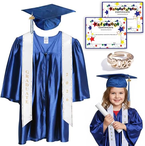 Shiny Deluxe Graduation Sets, Graduation Cap, Gown, Tassel, Sash, Ring, Diploma