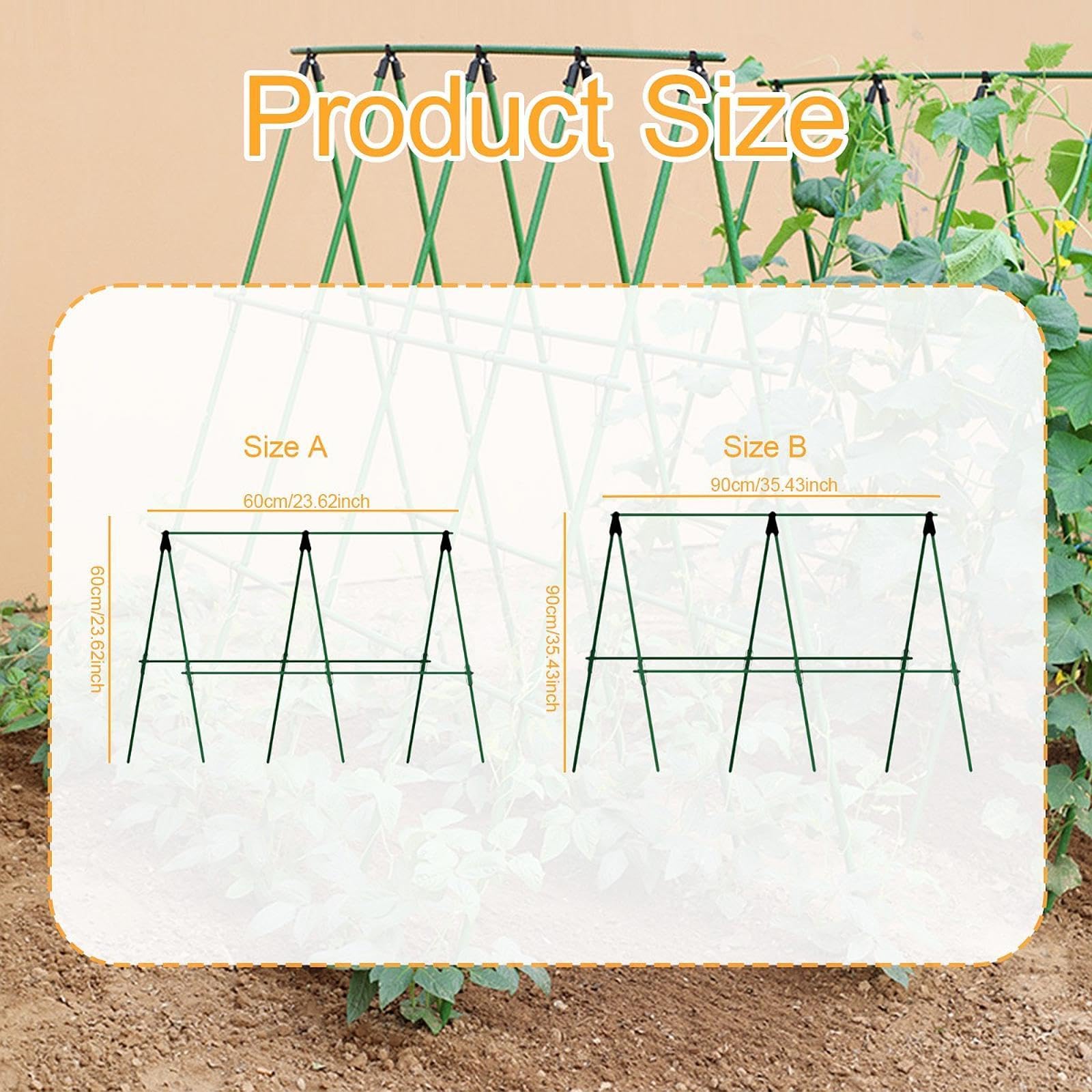 Tuteur pour Concombres, Support Métallique pour Plantes Grimpantes, Structure de Culture en Détachable avec Tubes en Acier Revêtus de PE, S, 90 Cm X 90 Cm