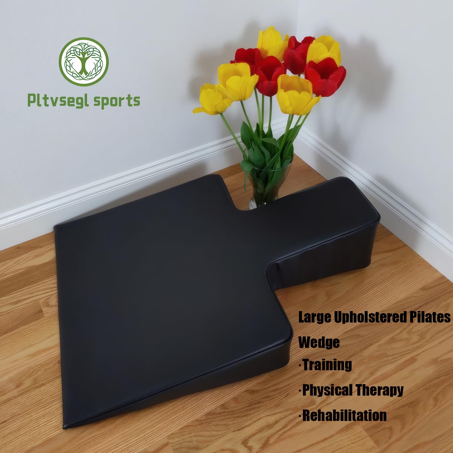 Pilates Wedge, Large Upholstered Wedge for Pilates Refromer, Build Strength and Stability, Pilates Equipment for Home and Studio Use,Black