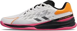 hummel HB TopFlight Pro 230728-9639 - Zapatillas de balonmano para interiores, color blanco/rosa/naranja