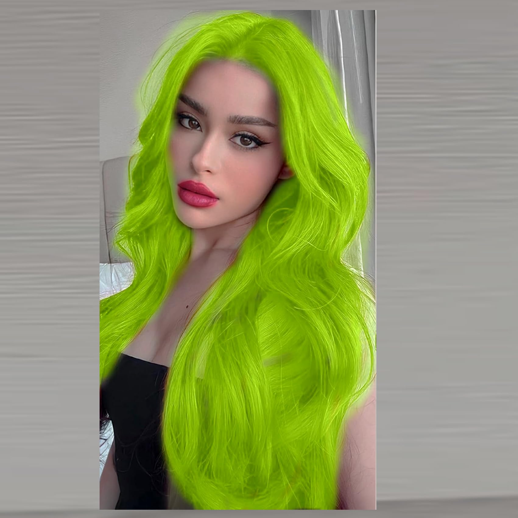 Amazon.com : Neon Green Lace Front Wig Curly Fluorescent 