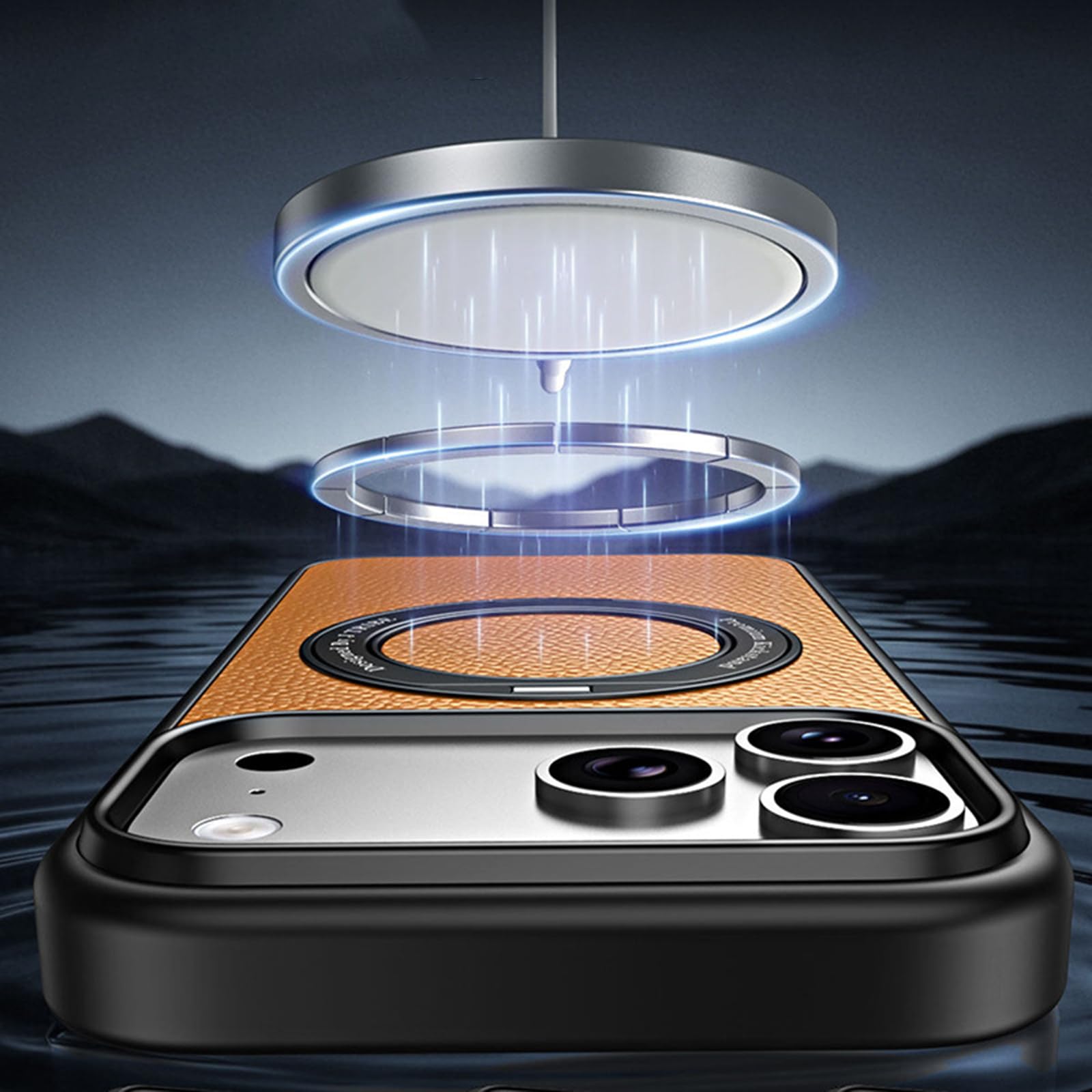 Magnetyczne etui do iPhone 17 Pro Max/17 Pro, regulowany uchwyt na pierścień skórzany pokrowiec handlowy Anti-fall, fioletowy, 17 Pro MAX