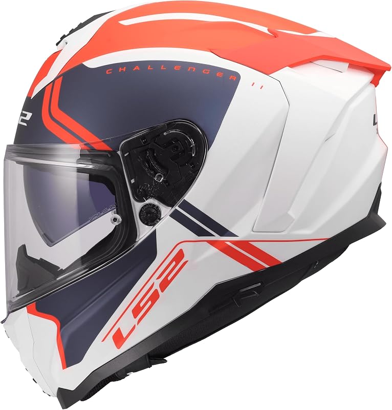 LS2, Challenger II Titanium Full Face Motorcycle Helmet, White Blue Red, 3XL