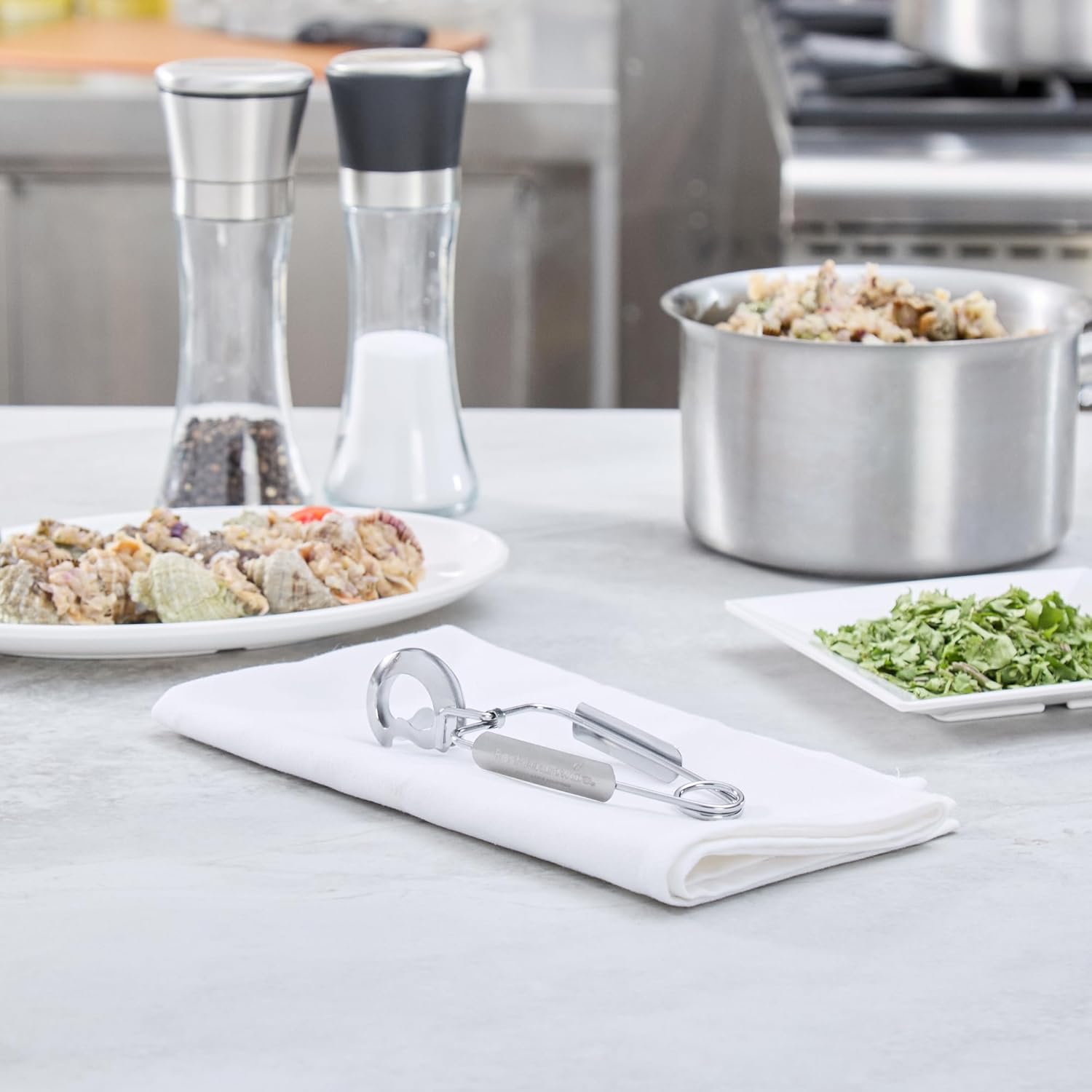 Restaurantware Escargot Tongs - 240 Count - Met Lux 6.1" x 2.17" Stainless Steel Snail Tongs, Precision Grip, Satin Finish - Self-Closing Spring Snail Serving Utensils For Restaurants
