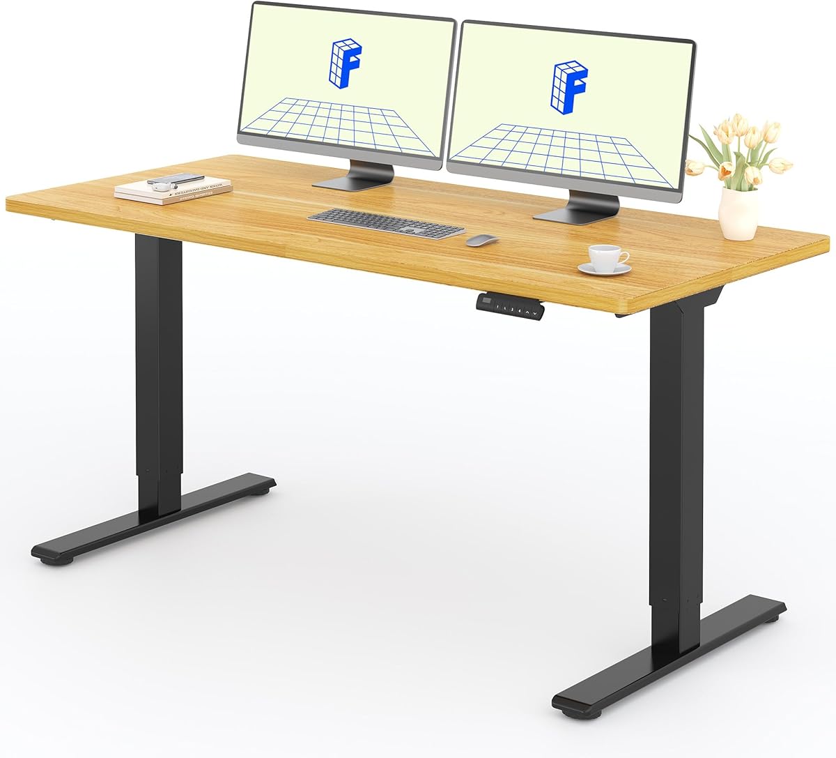 FLEXISPOT Escritorio Elevable Eléctrico 160X80cm con Tablero Entero con 2 Motor, Standing Desk, Mesa Elevable Escritorio de Elevable con 4 Opciones de Memoria Inteligente para Oficina y Hogar-Arce