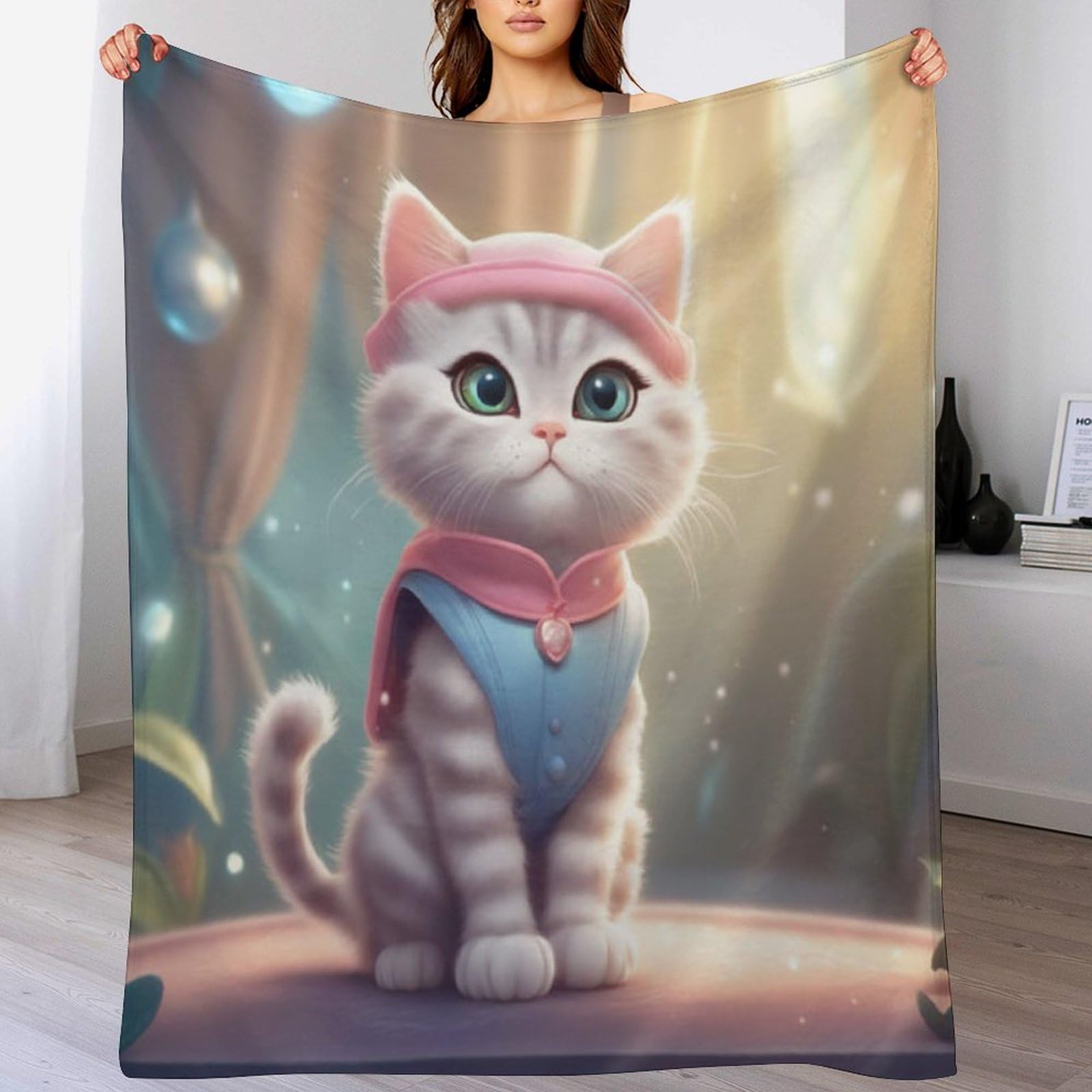 Couverture polaire chat mignon pour stopper le froid sur le lit