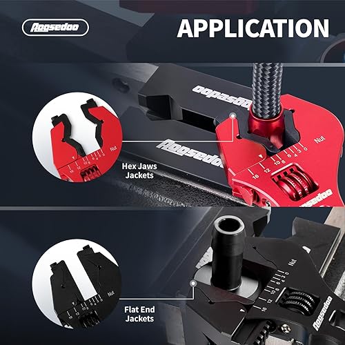 Miniatura 6 de AOOSEDOO Llave ajustable 3AN-12AN, herramienta de montaje, adaptador de manguera de montaje, llave de aluminio ligera, rojo (con chaquetas de diseño