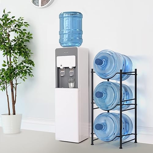Miniatura 6 de smusei Soporte para botellas de agua de 5 galones, 3 niveles, resistente, estante organizador de botellas desmontable para el hogar, cocina,