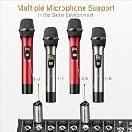 TONOR Dual Wireless Microphones, TW630, UHF Cordless Mic, 2 Handheld Metal Dyanmic Mic with Receiver, 200ft Range, Silver&Red