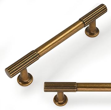 TA005 10 Pack Antique Brass Cabinet Pulls 3.75 Inch96mm Kitchen Cupboard Handles Vintage Retro Cabinet Hardware for Drawer Pulls