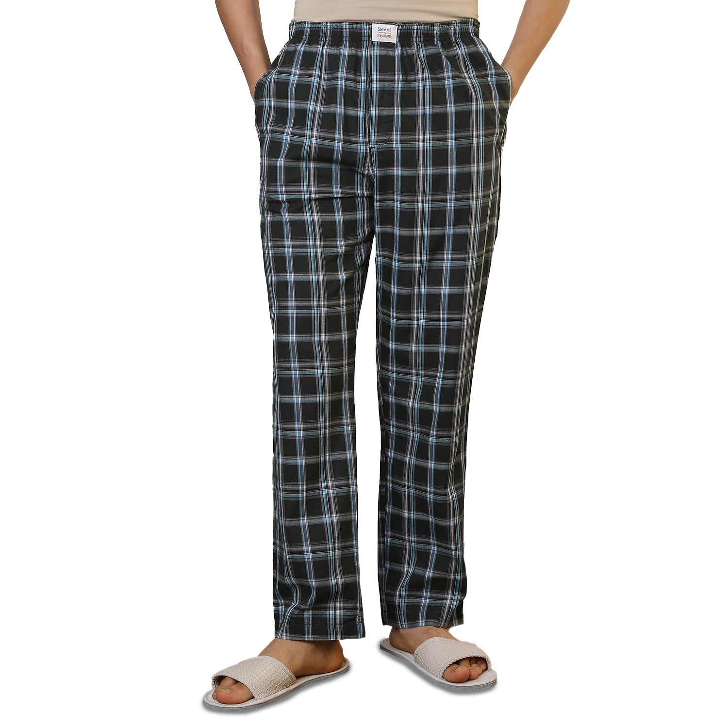 Men Flat Front Regular Fit Checks Pattern Pure Cotton Pyjama