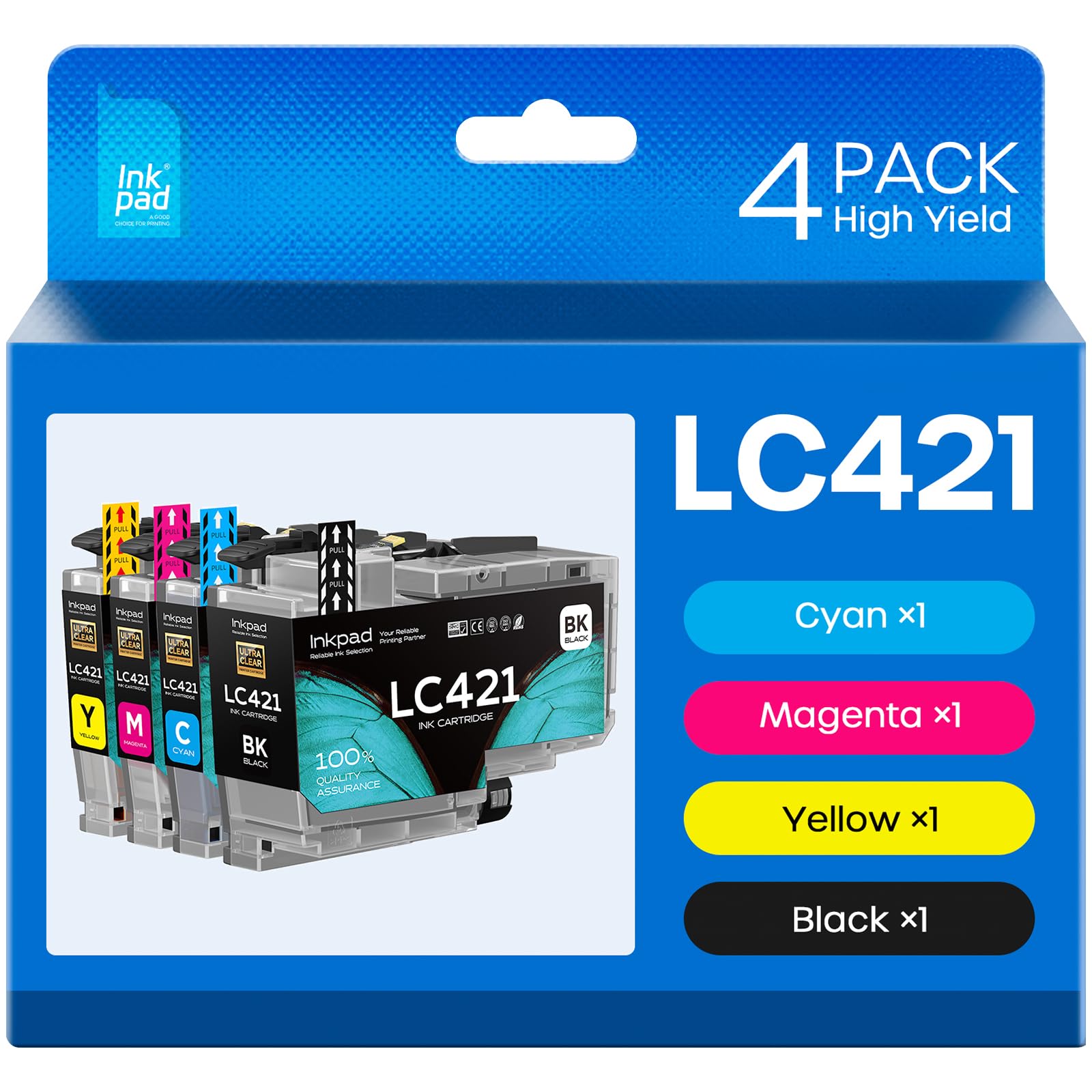 Cartucho Tinta Negro 421 XL Reemplazo Cartucho Tinta Para Brother DCP-J1050DW MFC-J1010DW DCP-J1140DW Salida Tinta Suave,B