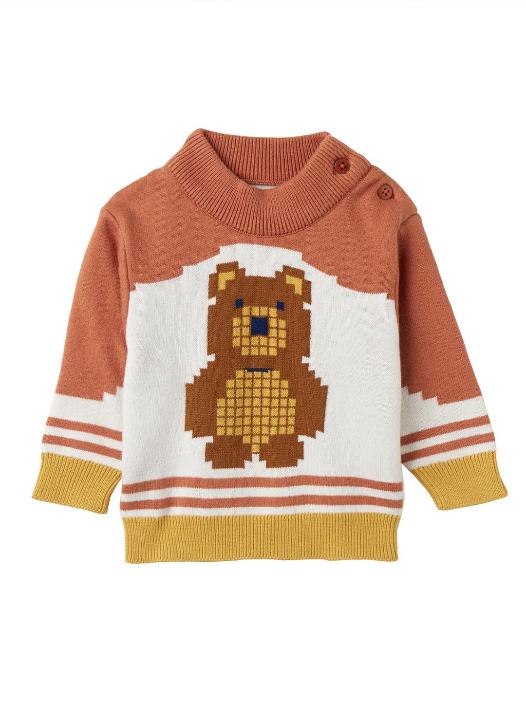 The Souled Store Jersey de manga larga de peluche, cuello redondo, multicolor, estampado acrílico