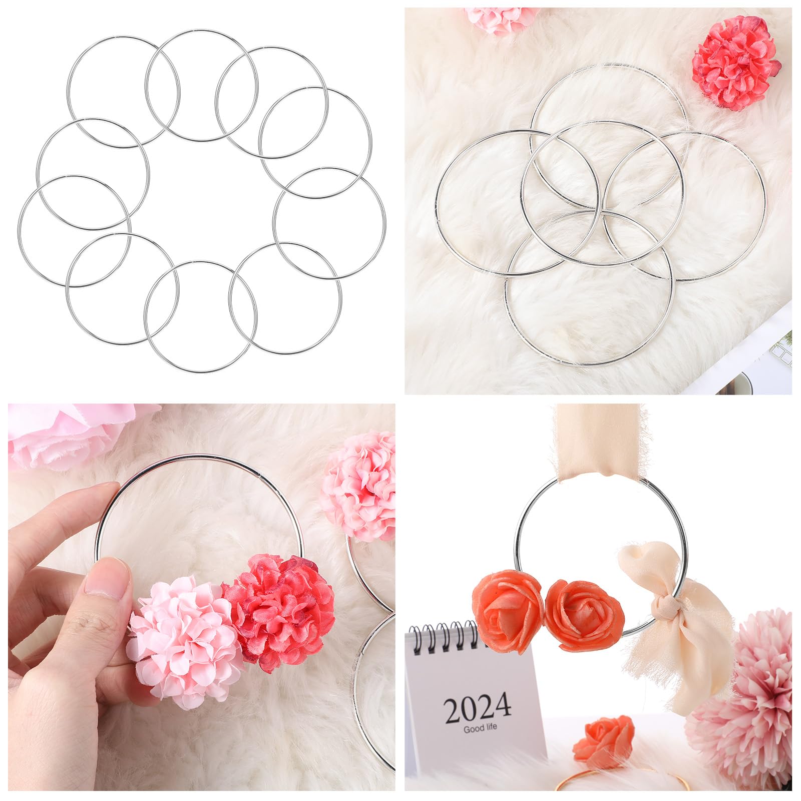 SHBAOCH 9-tlg Metallringe Set - 20/25/30cm Drahtringe Für Traumfänger & Deko