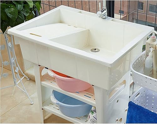 CYRUX Fregadero de cocina de acero inoxidable, lavabo de lavabo utilitario, estación independiente con kit de lavadora y grifo, lavandería al aire