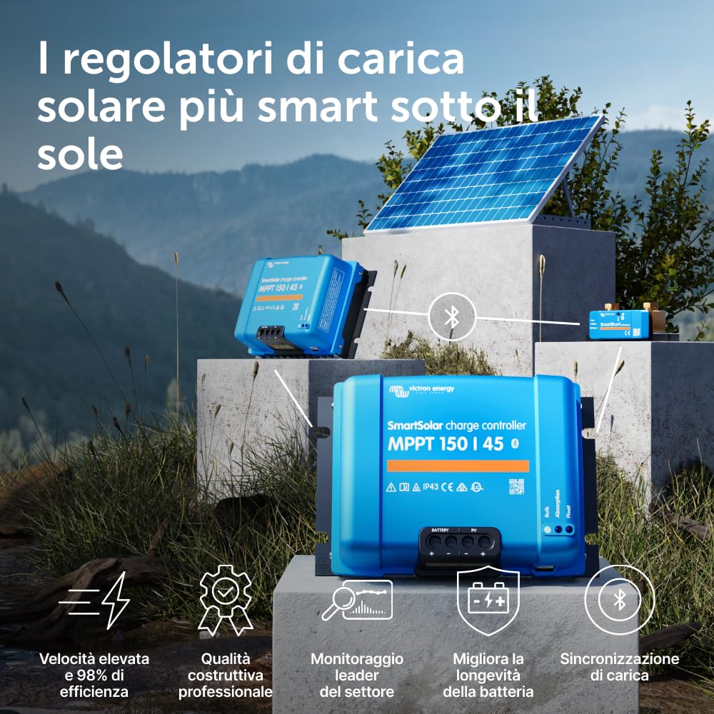 Victron Energy SmartSolar MPPT 150V 45 amp 12/24/36/48-Volt Regolatore di Carica Solare (Bluetooth)