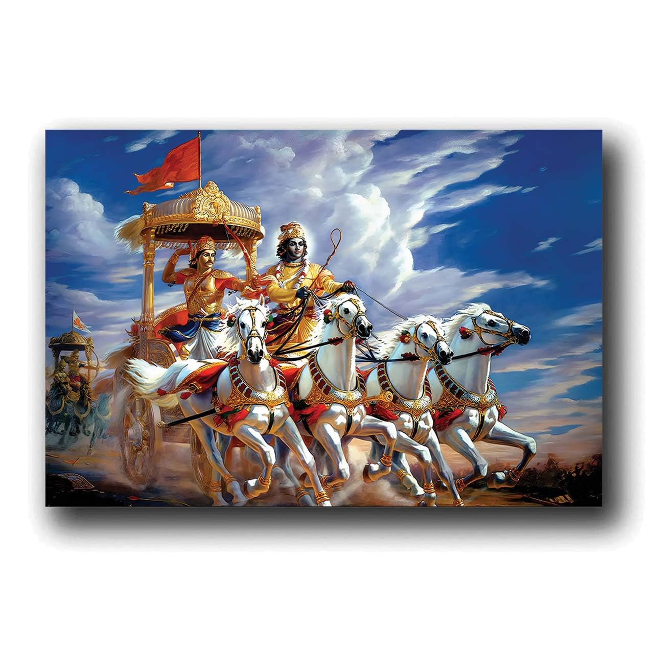 R B Printers Krishna Arjuna Chariot Yuddha Poster - Bhagavad Gita Shloka - 36x24 inch Water-proof Vinyl Sticker Poster - Mahabharata Hindu God Religious Wall Art for Pooja Ghar (DESIGN 3)-image-35