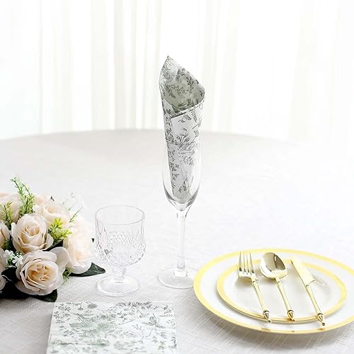 Miniatura 8 de Efavormart - Paquete de 20 servilletas de papel con estampado floral verde salvia blanca, suaves, de 2 capas, altamente absorbentes, desechables