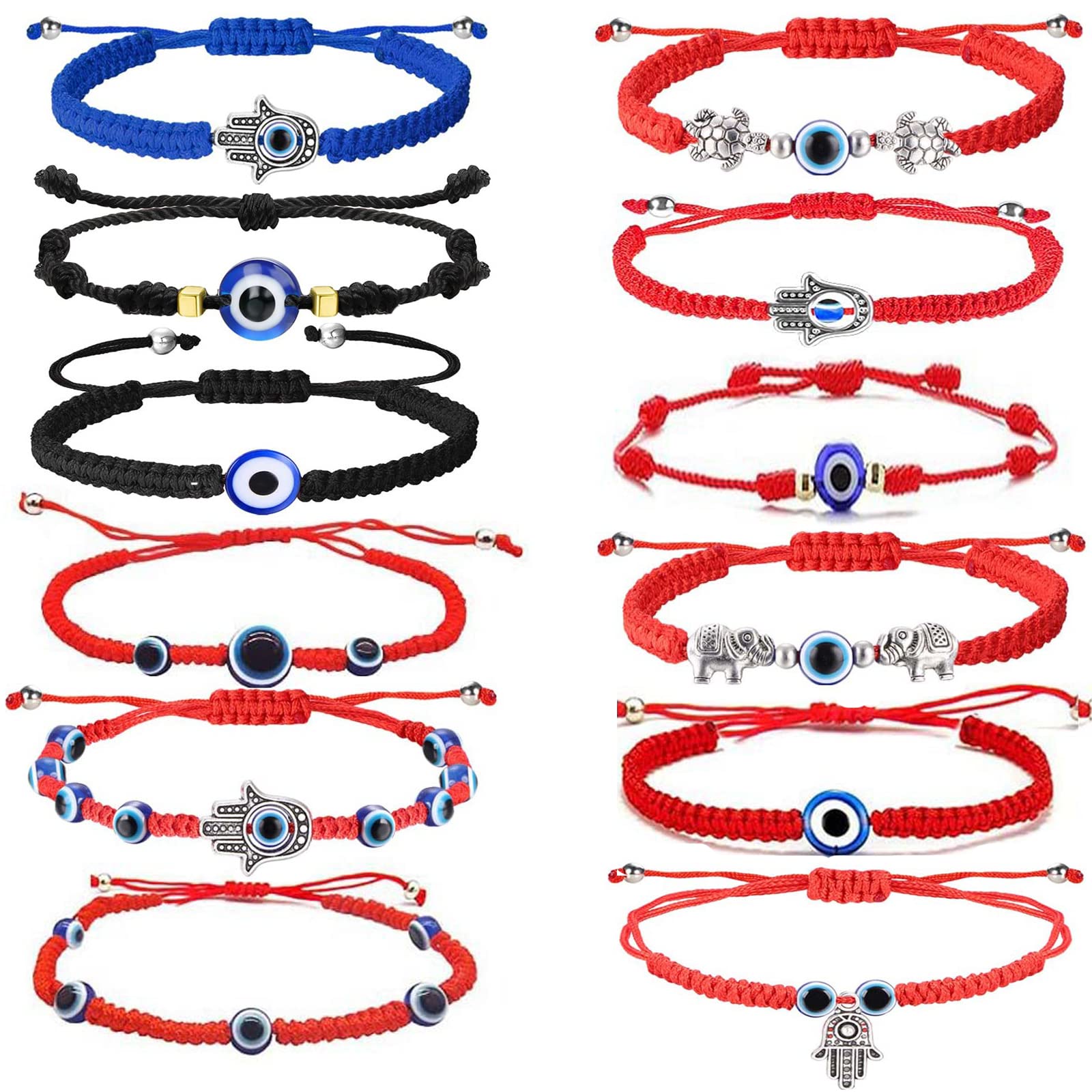 Bracciale E Collana Evil Eye - Protezione Kabbalah, Nero, Regolabile, Per Uomo/Donna - Foto 2