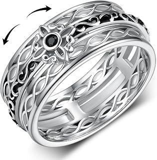 Anxiety Ring 925 Sterling Silver Spinning Witches Knot Ring Anti-anxiety Stress Reduction Jewelry Woman Birthday Gift (Size 7,8,9)