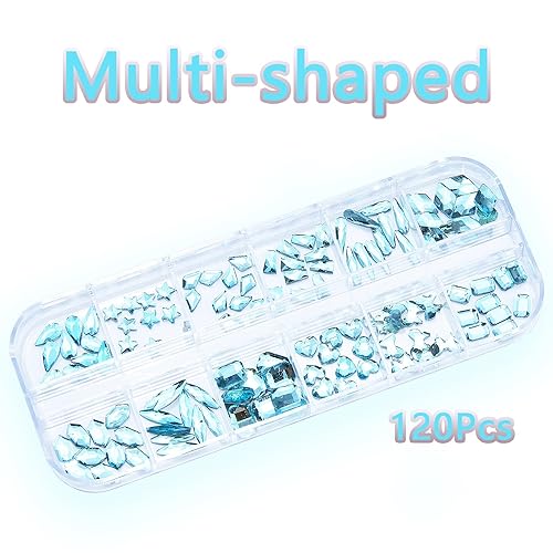 Miniatura 9 de 2120 diamantes de imitación para uñas, diamantes de imitación azules, cuentas redondas con parte trasera plana, piedras preciosas de cristal de