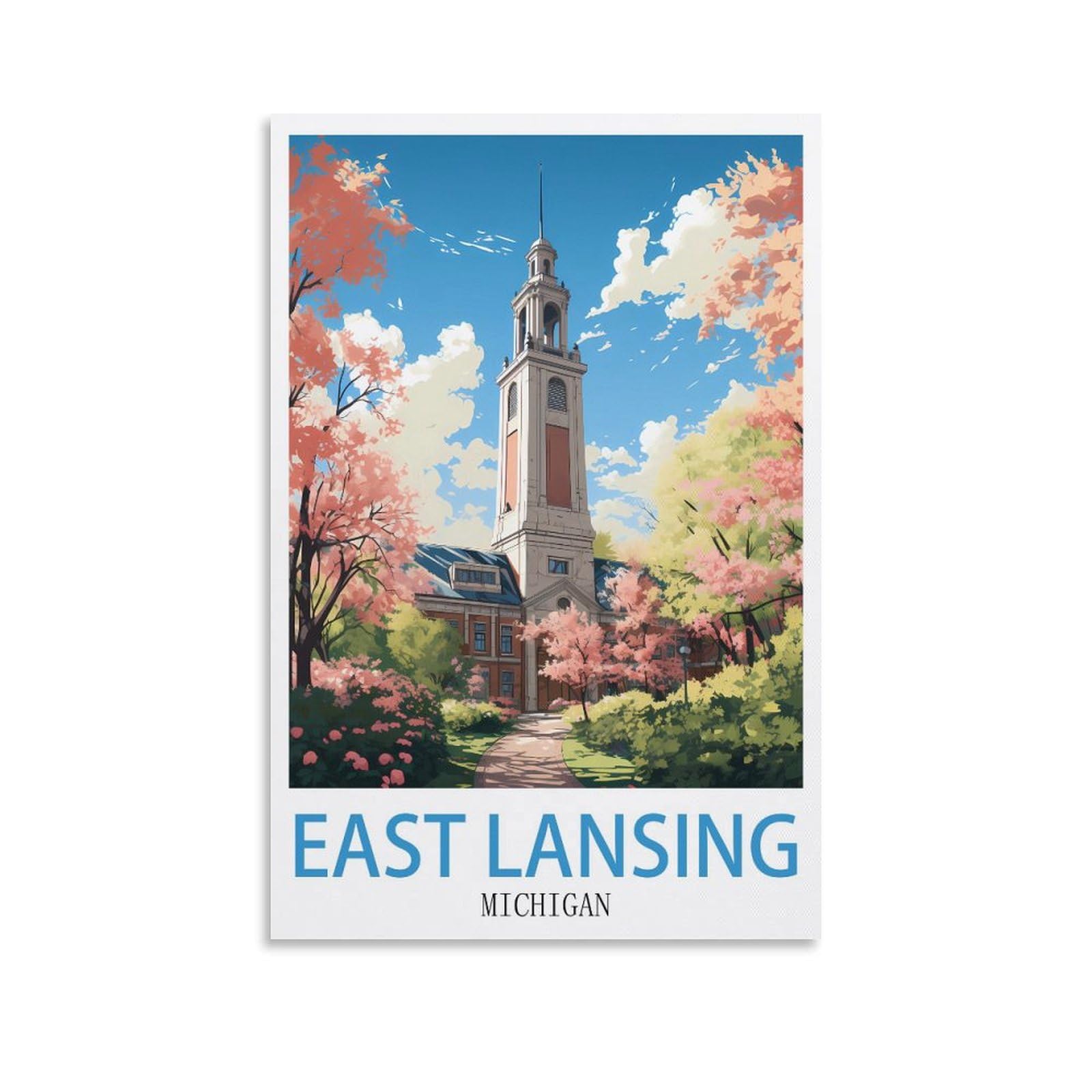 EZMLFA 5D Diamond Painting Kits for Adults,East Lansing Michigan,Diamond Painting,Landscape Gem Art Kits Adult and Crafts Home Decor 50x60cm