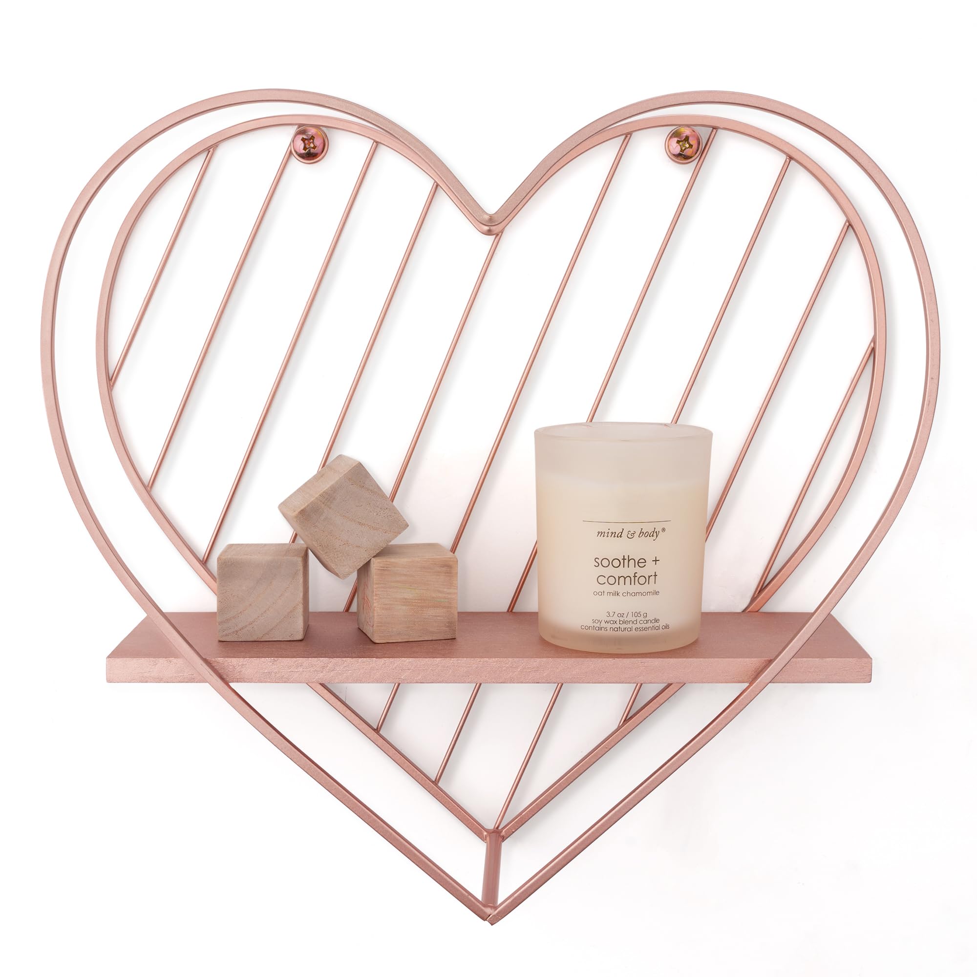 SUMGAR Floating Shelves Rose Gold Heart Shelf for Wall Mounted Pink Bathroom Bedroom Living Room Decorative Organiser Display & Storage Unit