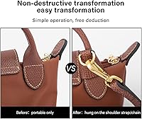Vista 4 de Transformación de bolsa para correas Longchamp sin perforaciones, correa de hombro ancha de cuero real, correa cruzada, accesorios para bolso