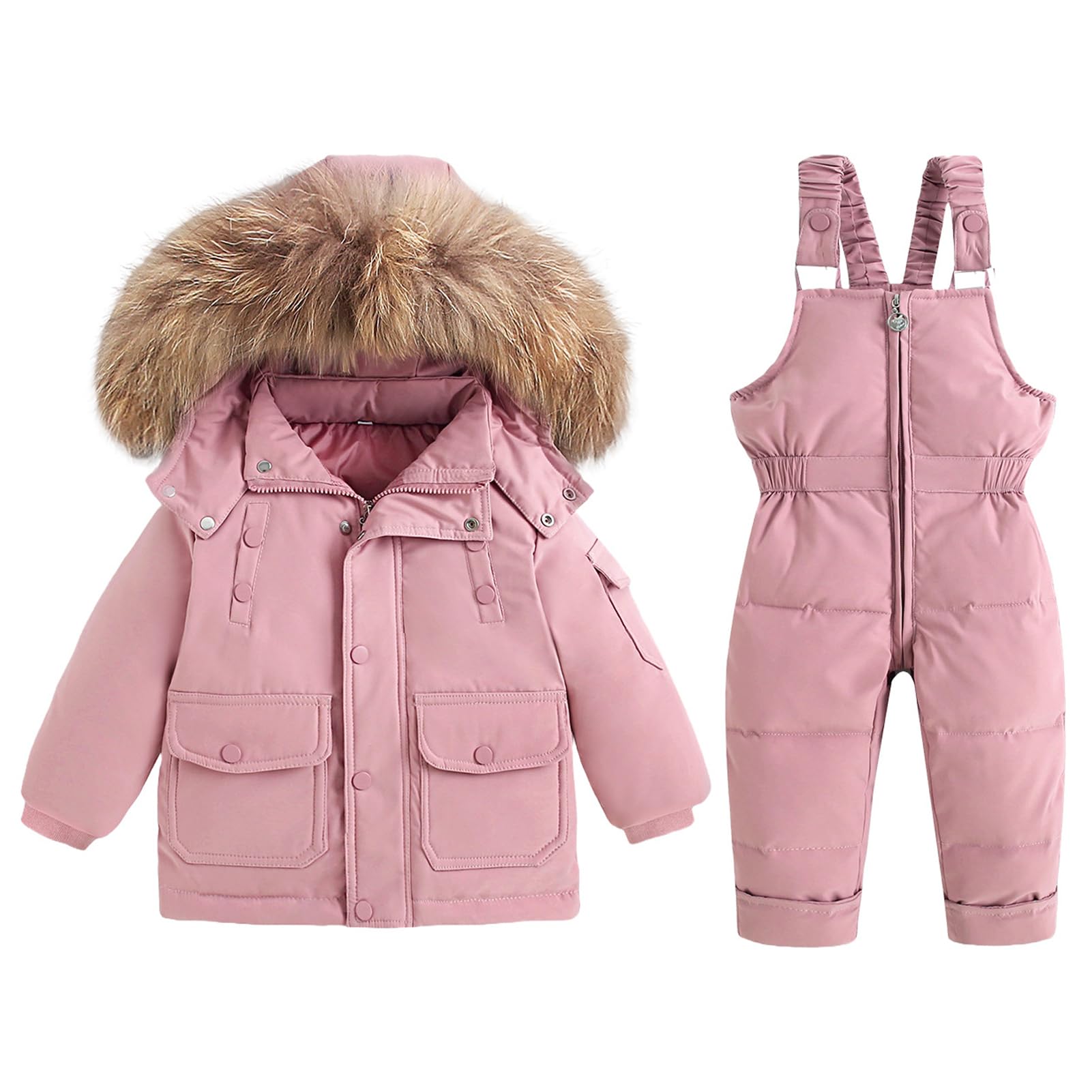 BRONG Bambino Tuta da Neve Inverno Bambini Giù Giacche Cappotto con Cappuccio Staccabile Nevicare Pantaloni Impermeabile Ragazze Ragazzi Tuta da Sci Impostato