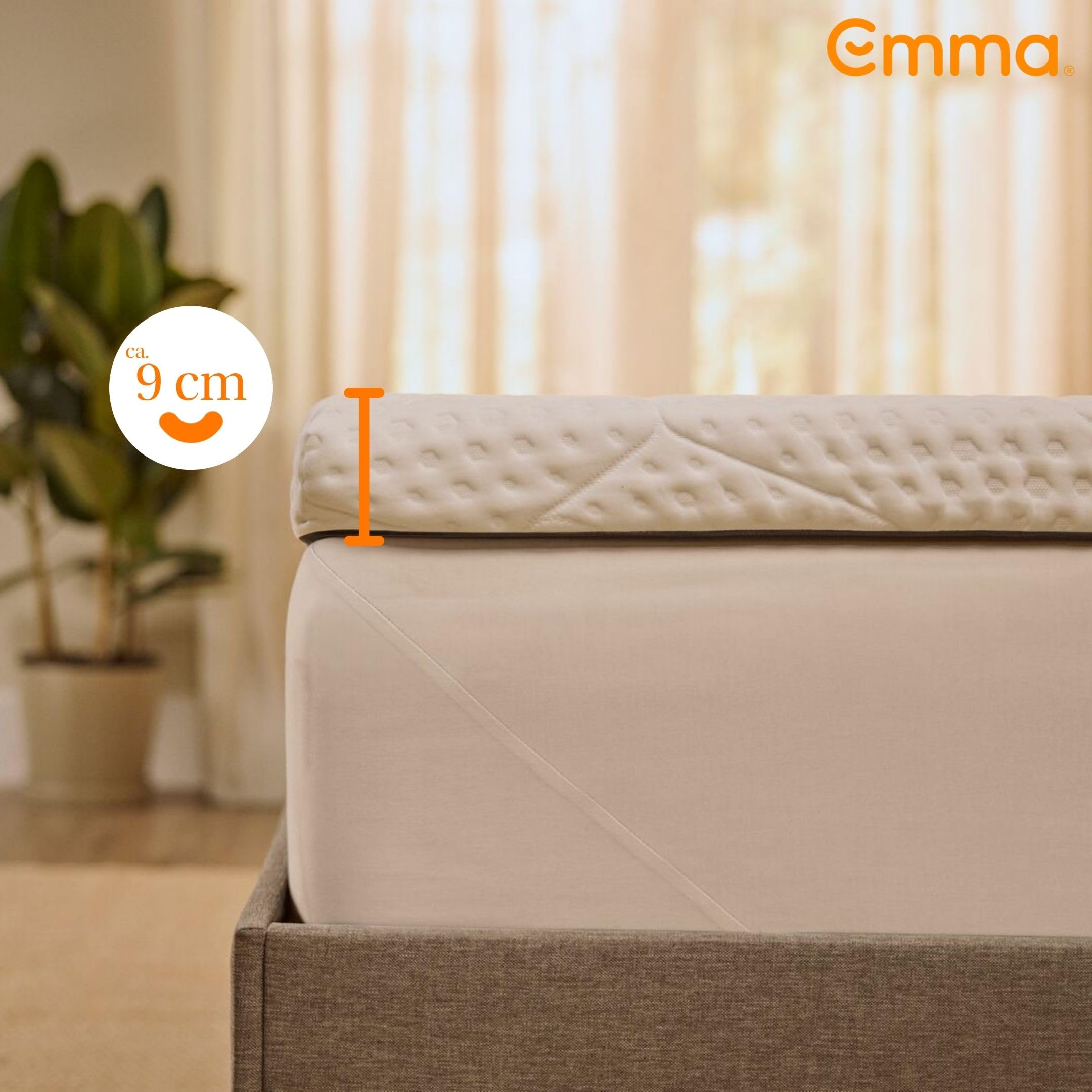 Emma Premium Topper 180x200 | Atmungsaktiver & Klimaregulierender Matratzentopper | 8 cm Höhe | Waschbarer Bezug
