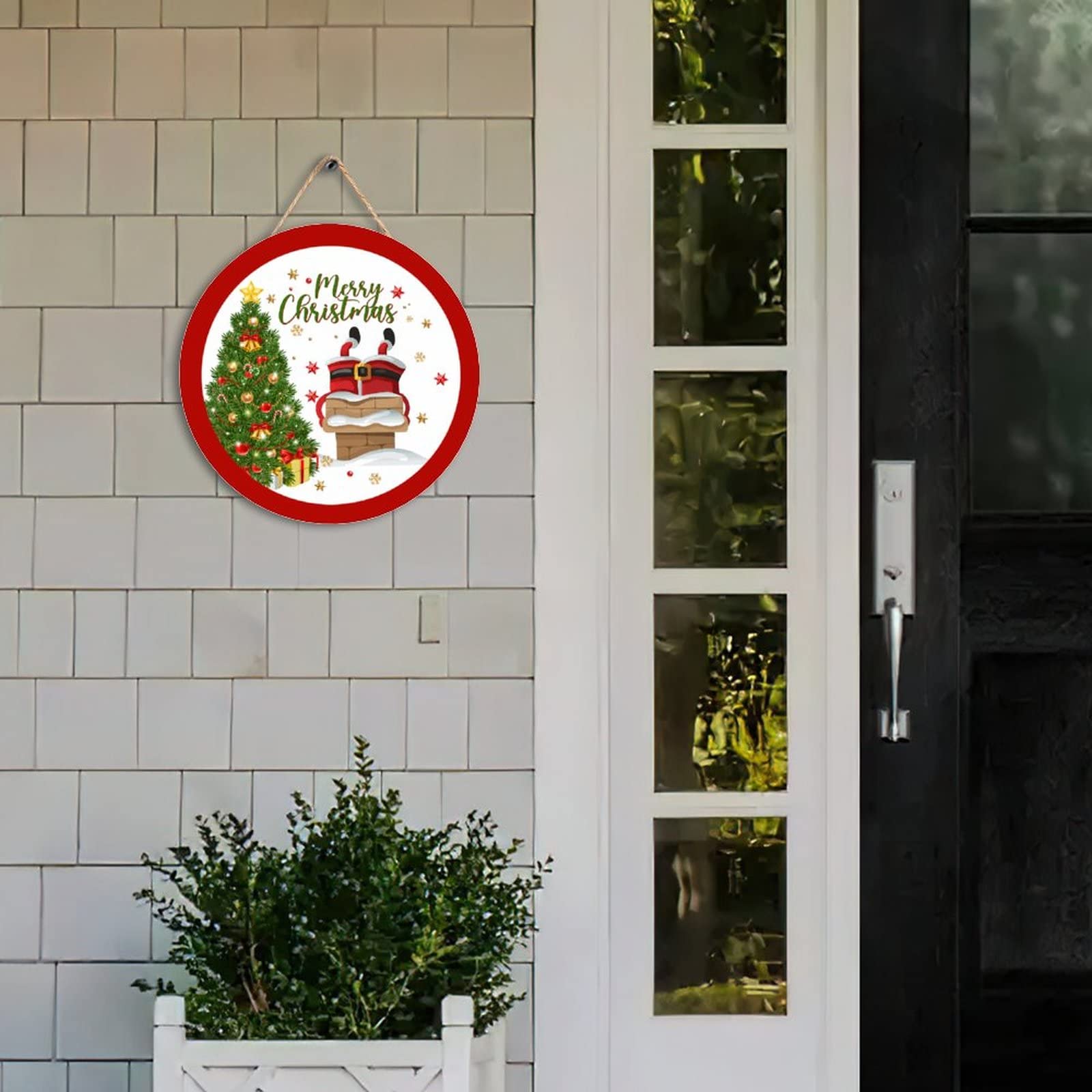 YUNKKIN Weihnachtstürschild Mit Schneemann & Weihnachtsmann – Holzdekoration Für Haustür & Wand
