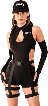 Playhaus Costumes SWAT Costume - Women Officer Cop Agent Outfit, Adult  Halloween Festival Cosplay Set (Small - S) : Clothing, Shoes & Jewelry -  Amazon.com