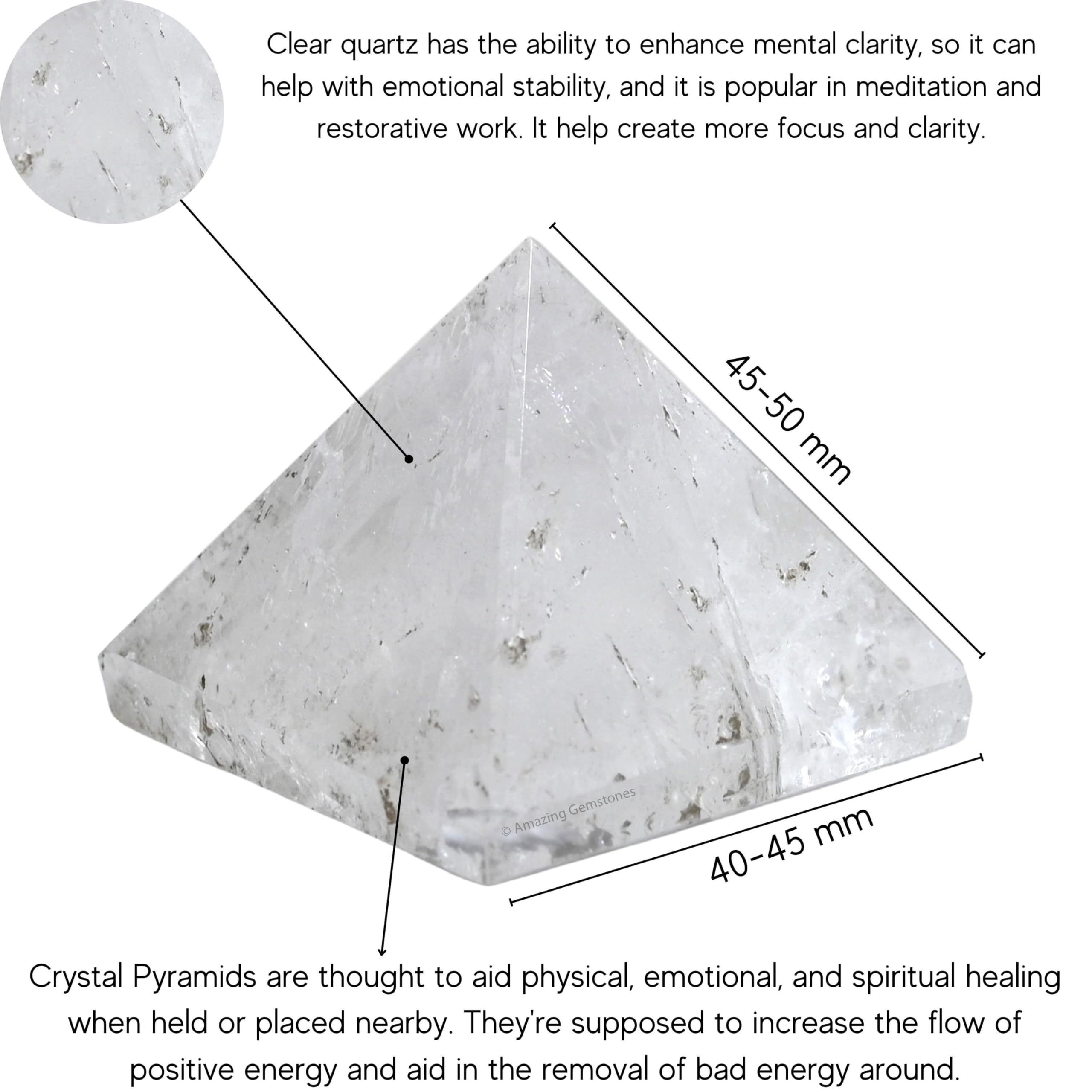 Pyramide de Cristal de Quartz Clair 5 cm - Cadeaux en cristal de qualité supérieure pour les passionnés de cristaux de guérison - équilibrage énergétique et décoration spirituelle cadeaux de Noël.