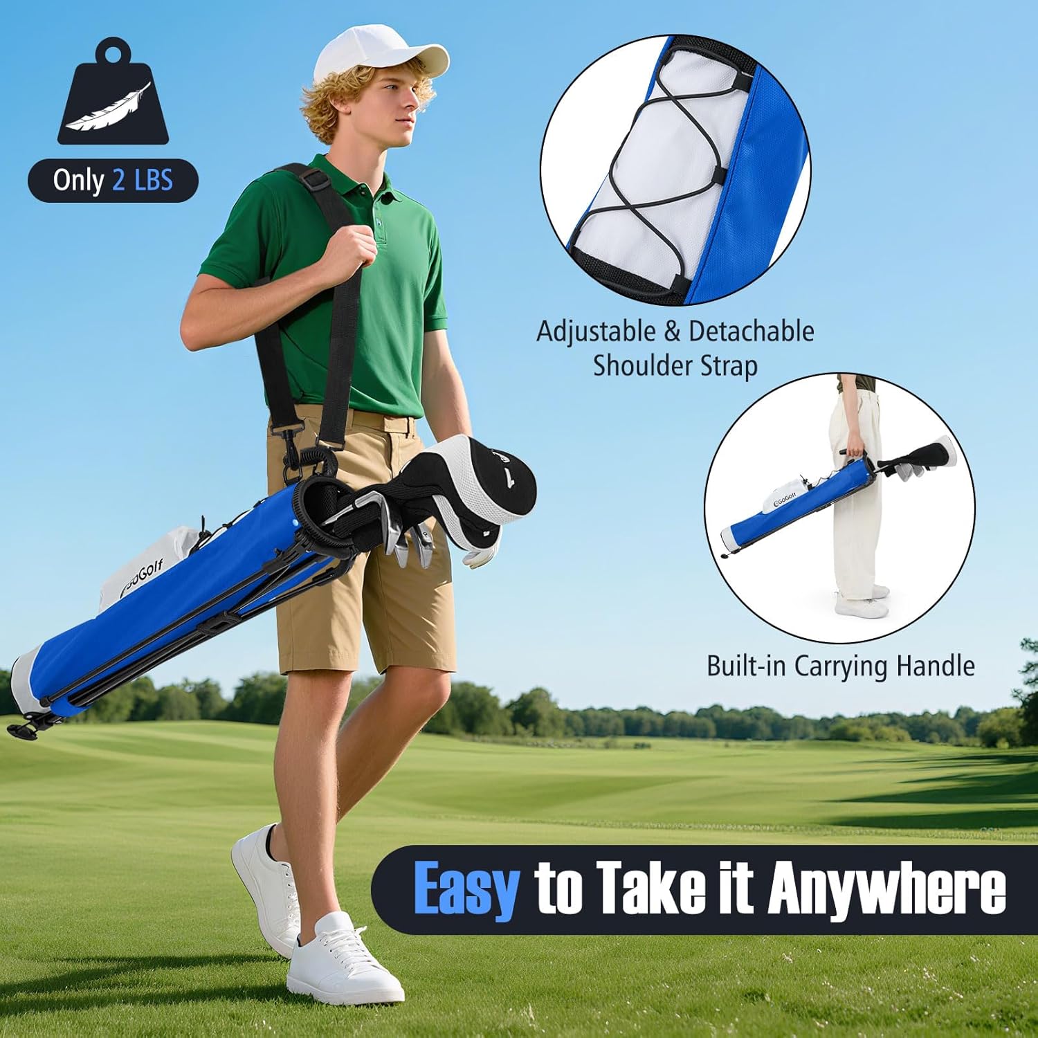 Goplus Lightweight Golf Stand Bag, Sunday Bag for The Driving Range, Par 3 and Executive Courses, Pitch n Putt Golf Club Carry Bag w/Shoulder Strap, Pocket, Bottle Holder for Men Women