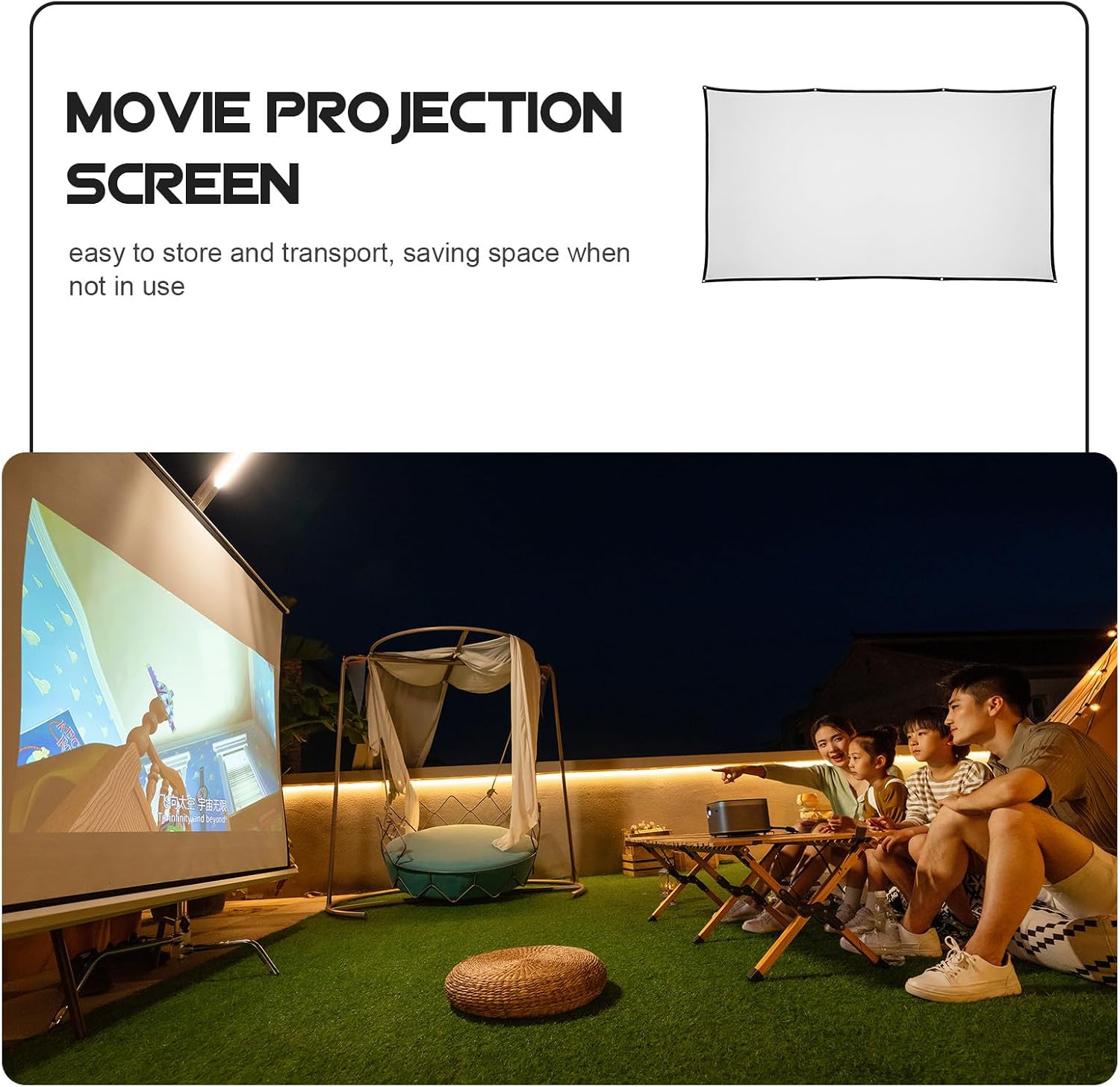 NUOBESTY 9 Double-Sided Polyester Projection Screen for Outdoor Camping and Indoor Home Theater