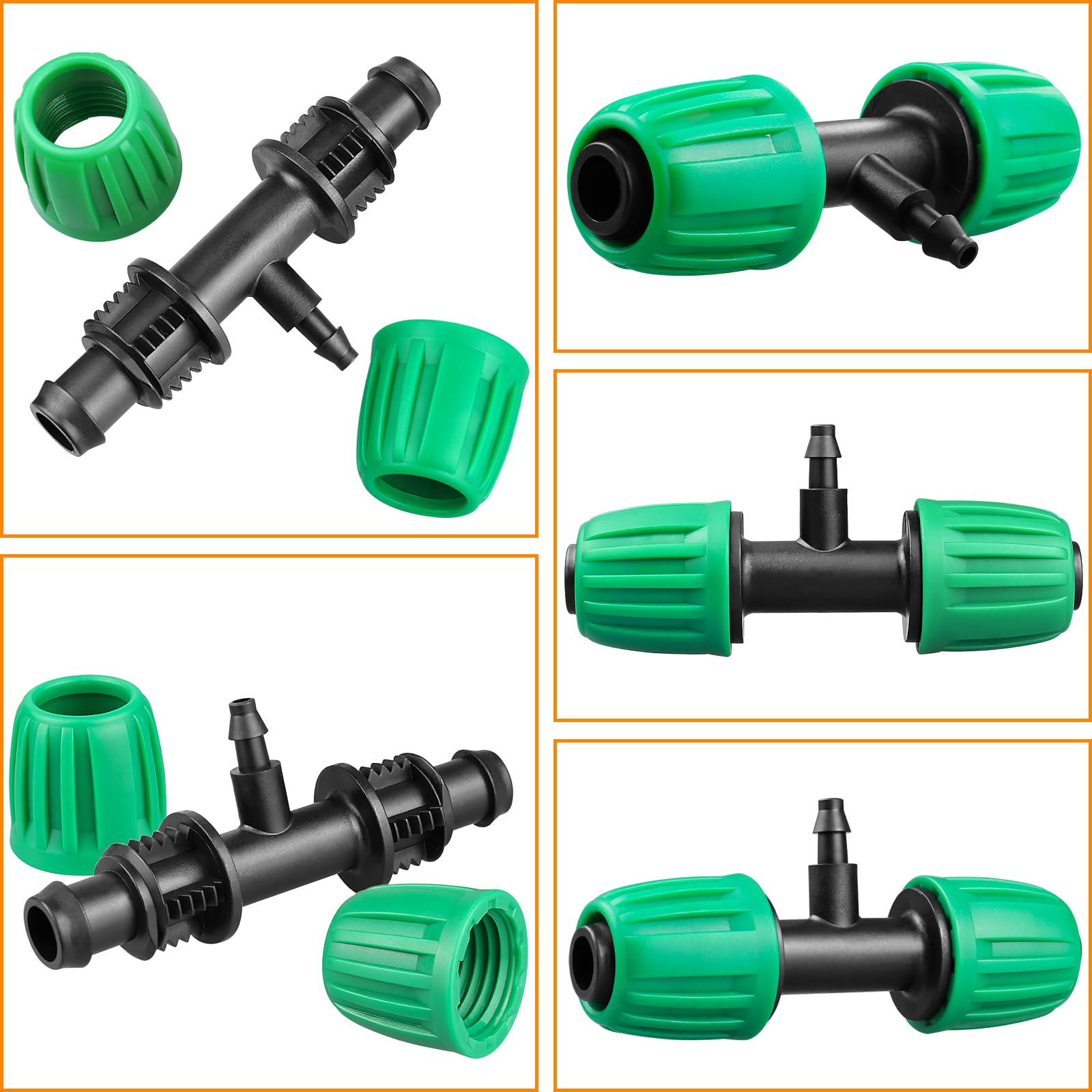 10 Pcs 1/2 Inch To 1/4 Inch Irrigation Tube Barbed Tee Connectors Drip