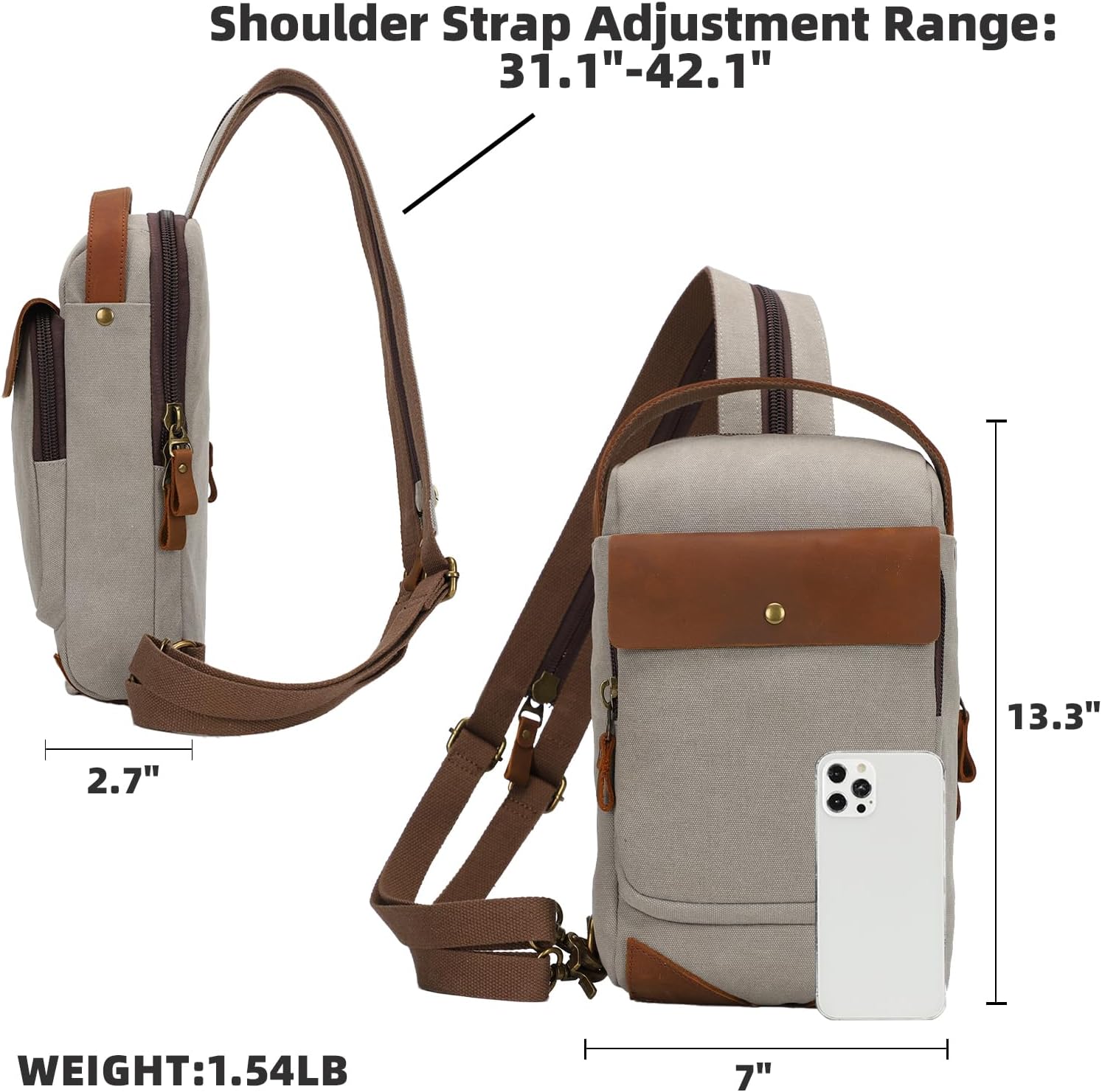 KL928 Canvas Sling Bag for Men Women, Casual Crossbody Backpack Travel Shoulder Daypacks Rucksack image 2